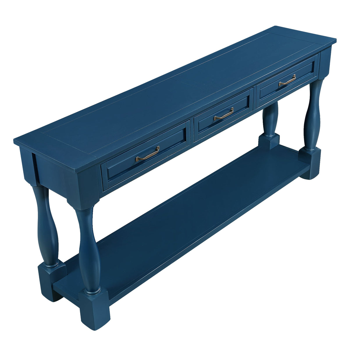 Multi-functional long wooden control console(navy blue) - KiKiUMi