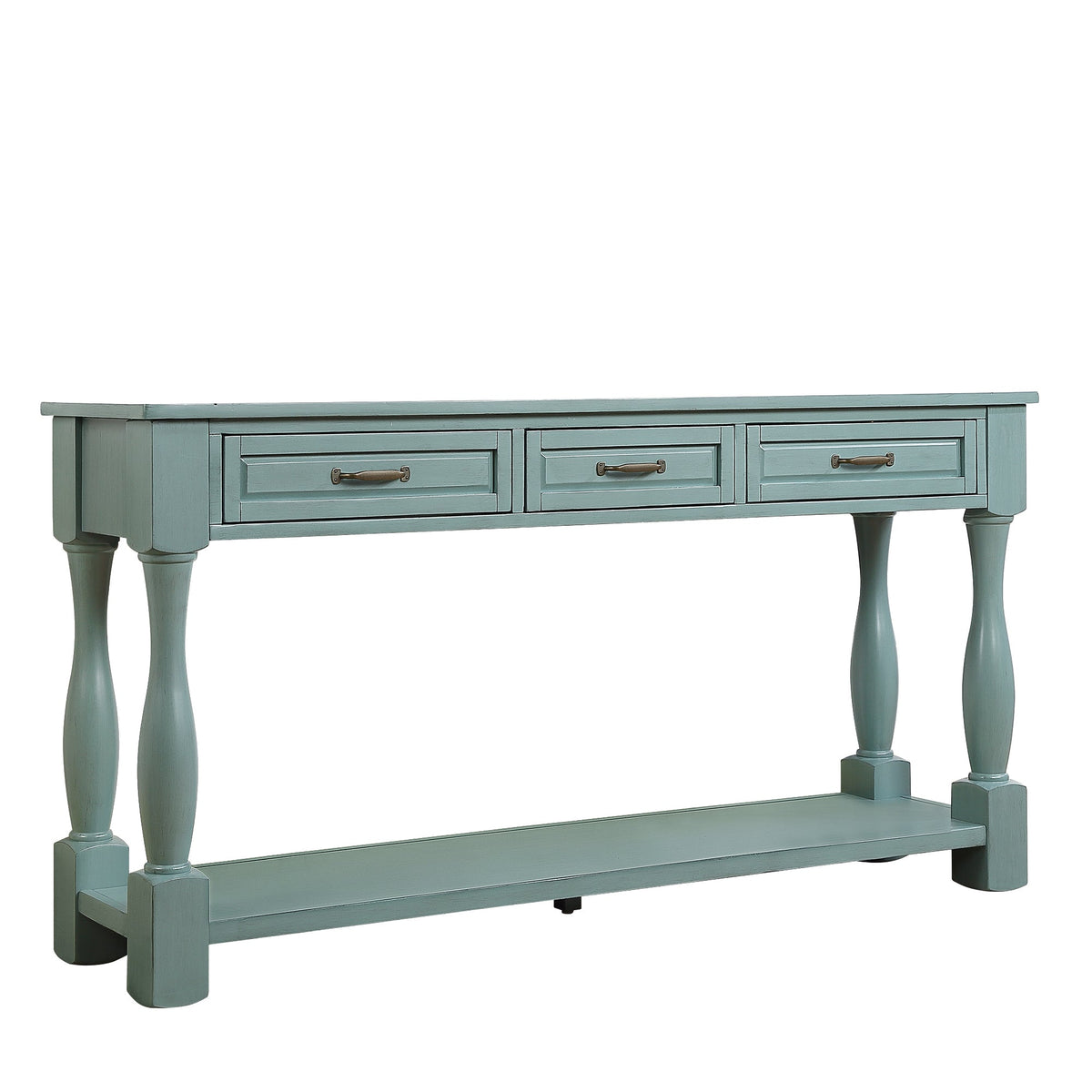 Multi-functional long wooden control console(retro blue) - KiKiUMi