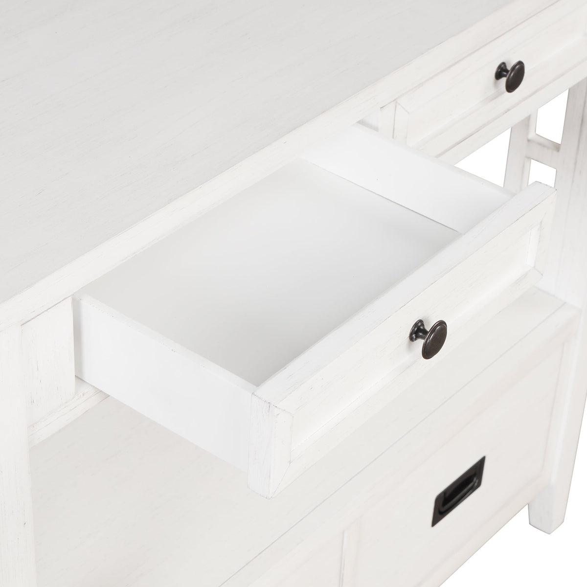 Multi-functional pine wood operation counter for rural tourism(antique white) - KiKiUMi