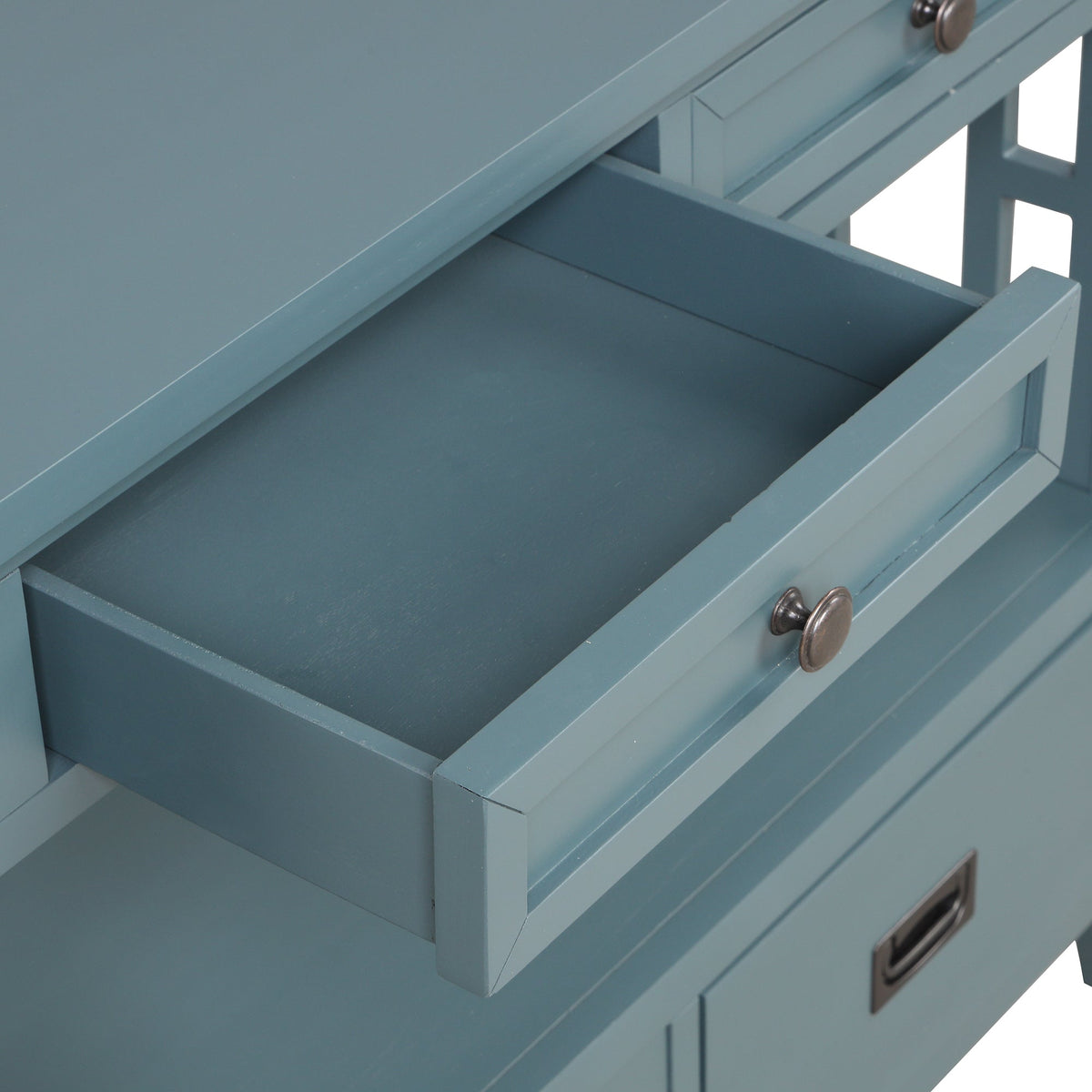 Multi-functional pine wood operation counter for rural tourism(blue) - KiKiUMi