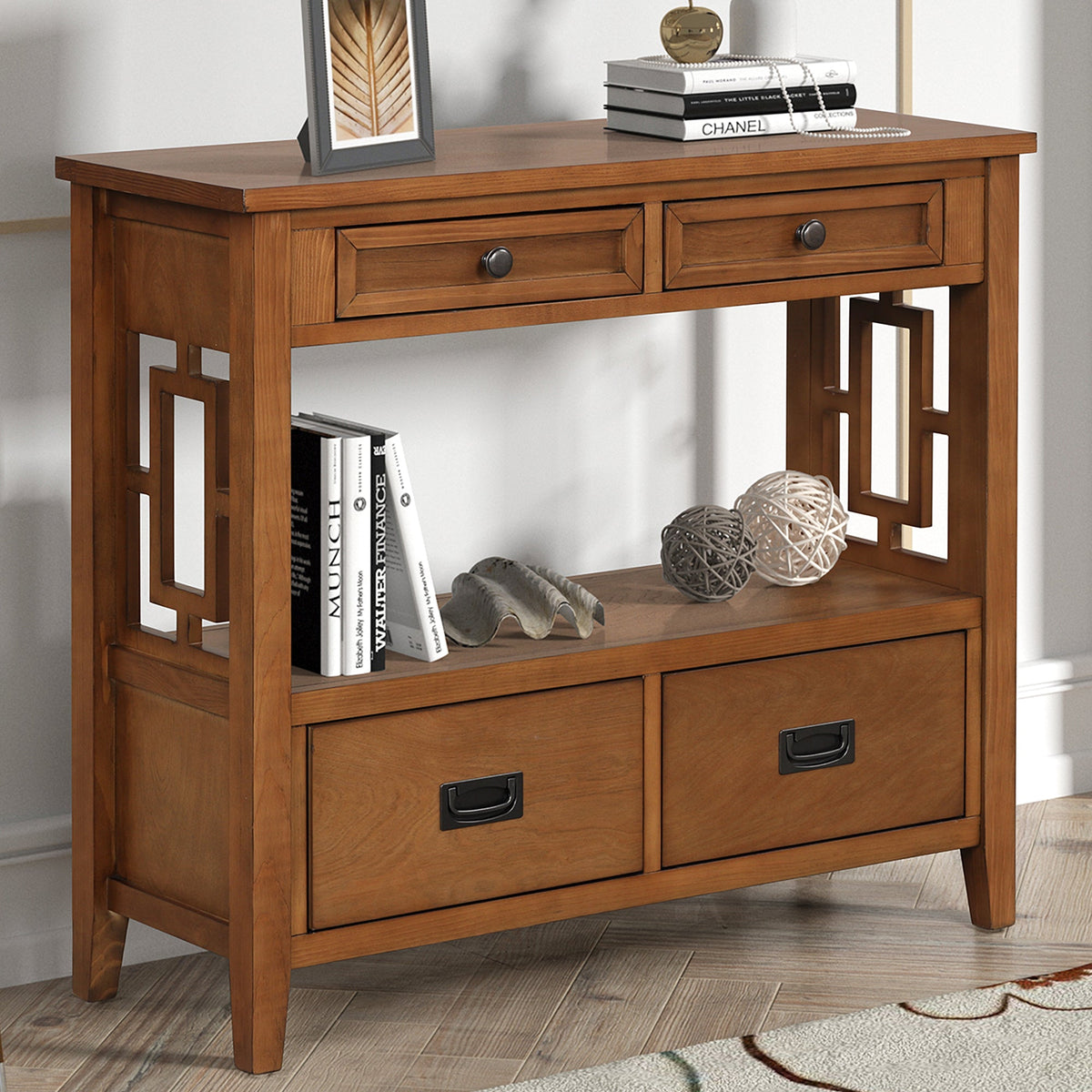 Multi-functional pine wood operation counter for rural tourism(brown) - KiKiUMi