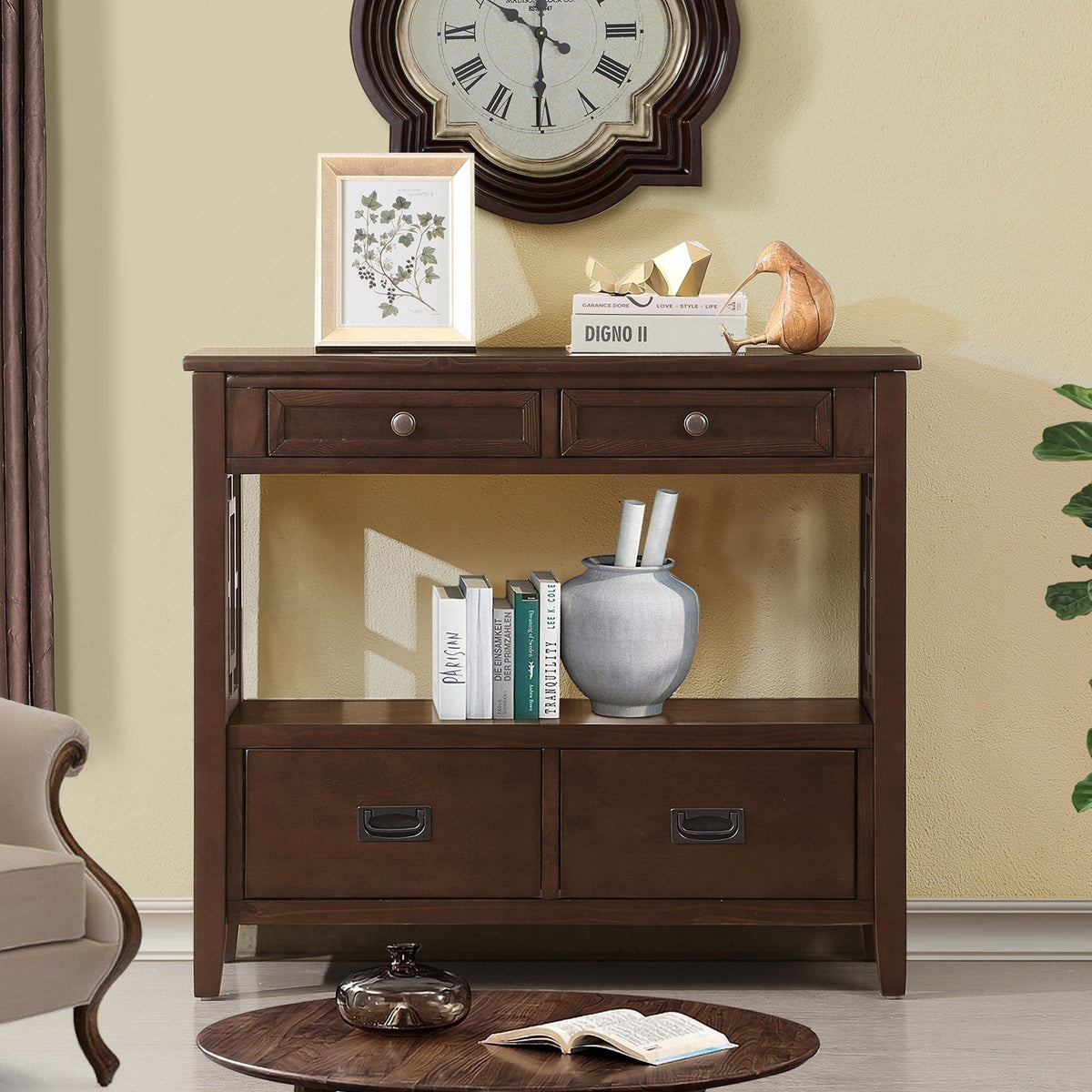 Multi-functional pine wood operation counter for rural tourism(espresso) - KiKiUMi