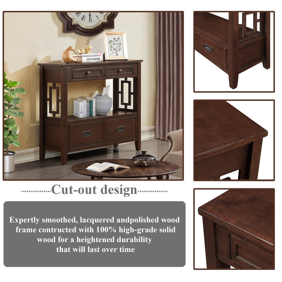 Multi-functional pine wood operation counter for rural tourism(espresso) - KiKiUMi