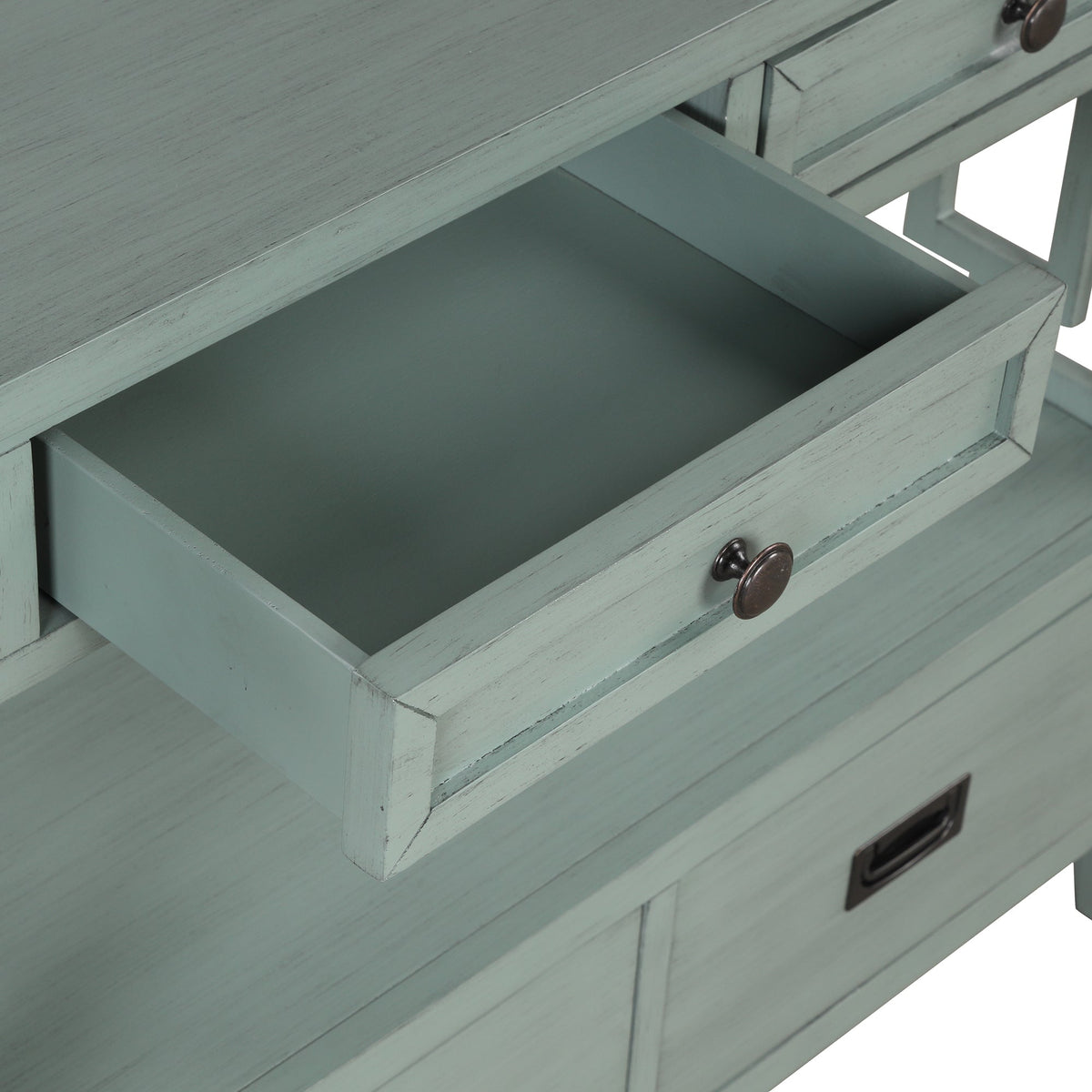 Multi-functional pine wood operation counter for rural tourism(retro blue) - KiKiUMi