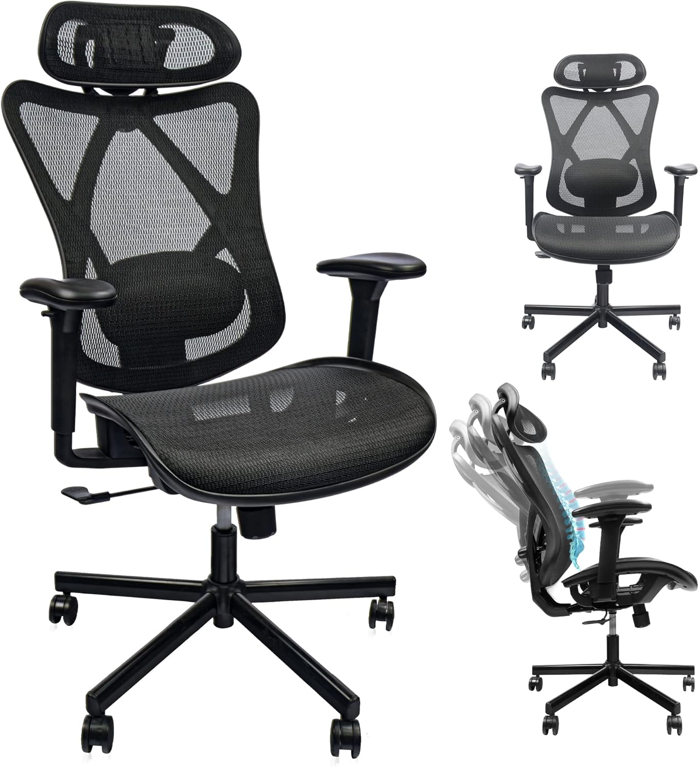Multi - scenario adjustable ergonomic office chair（Black） - KiKiUMi