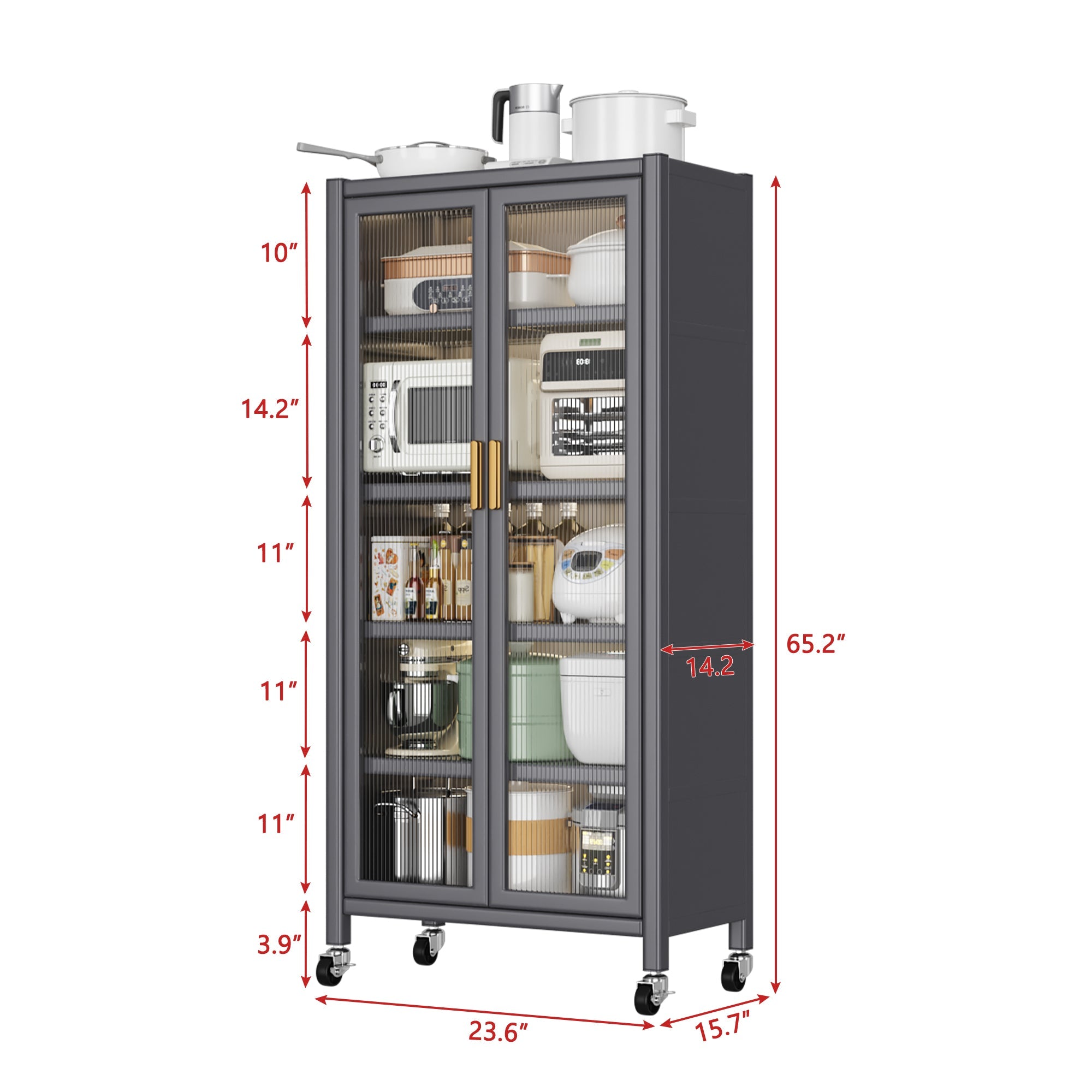 Open multi-functional white storage cabinet(grey) - KiKiUMi