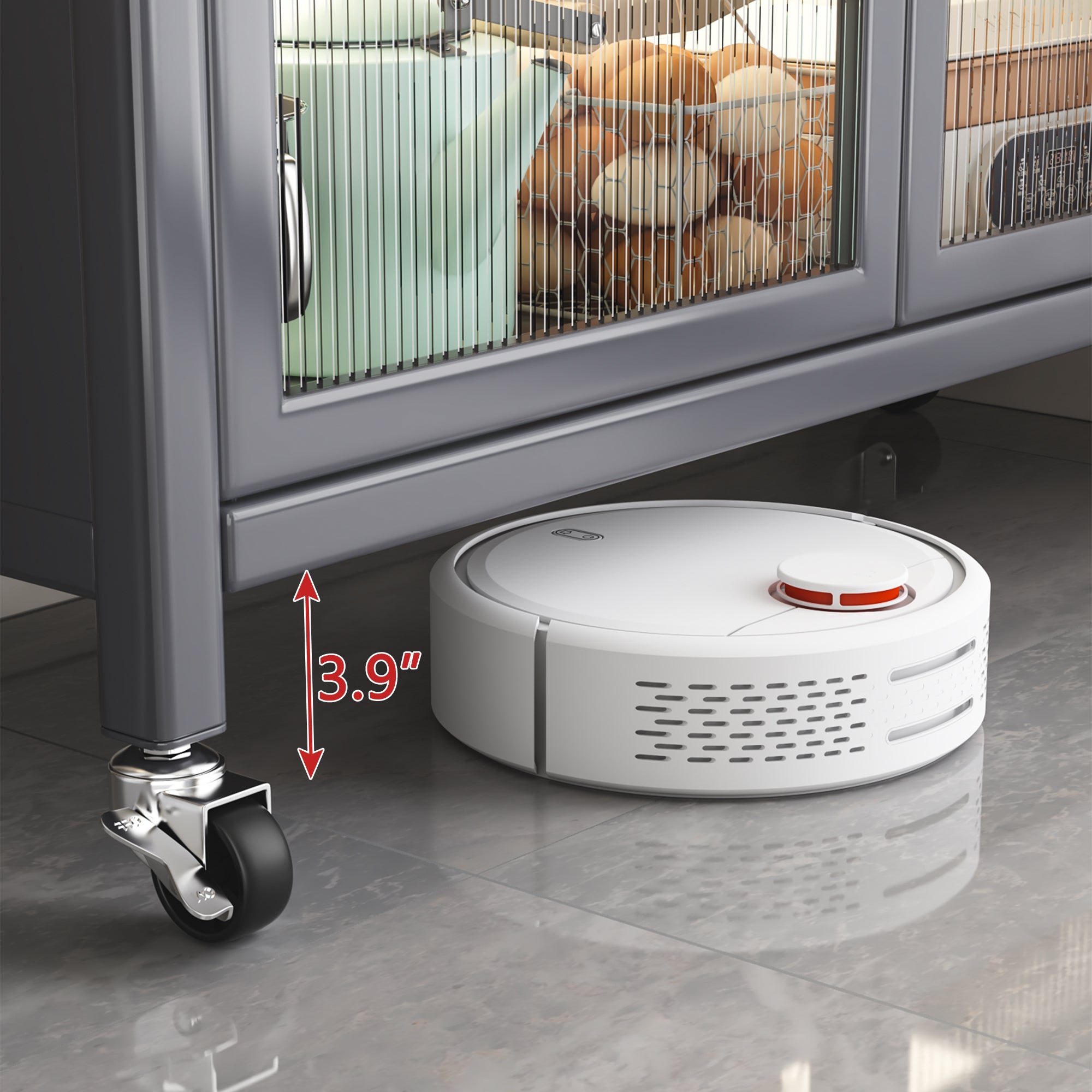 Open multi-functional white storage cabinet(grey) - KiKiUMi