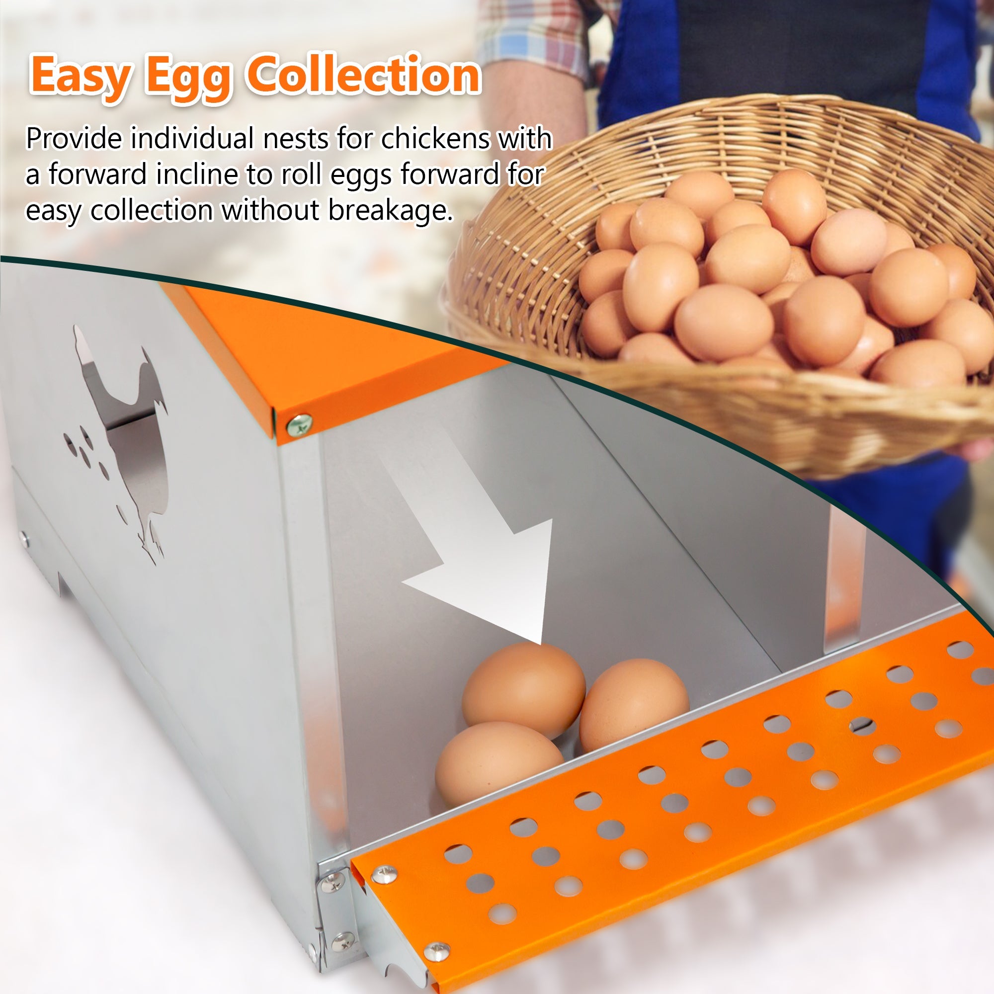 Orange four - chamber metal laying hen nest box - KiKiUMi