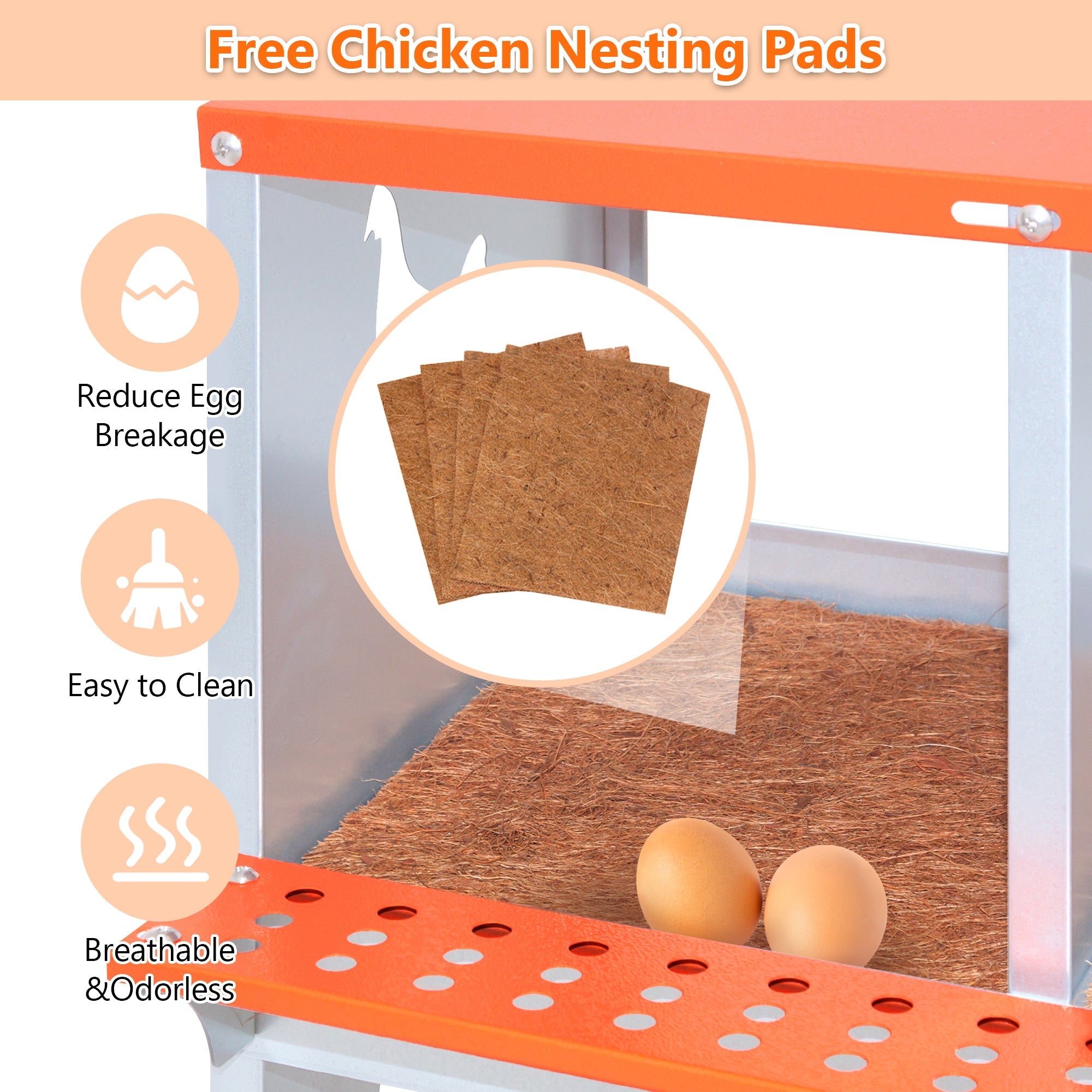 Orange four - chamber metal laying hen nest box - KiKiUMi