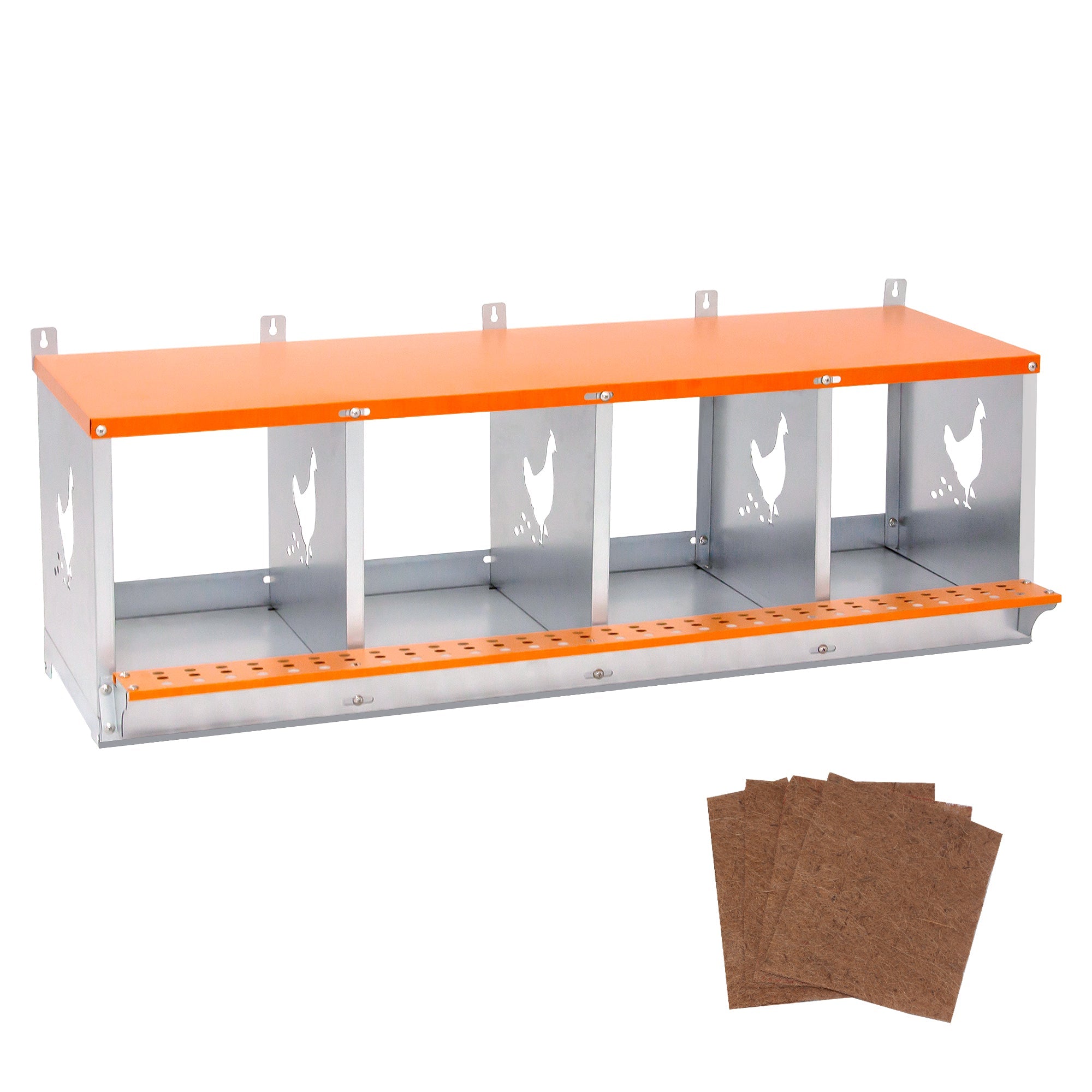 Orange four - chamber metal laying hen nest box - KiKiUMi