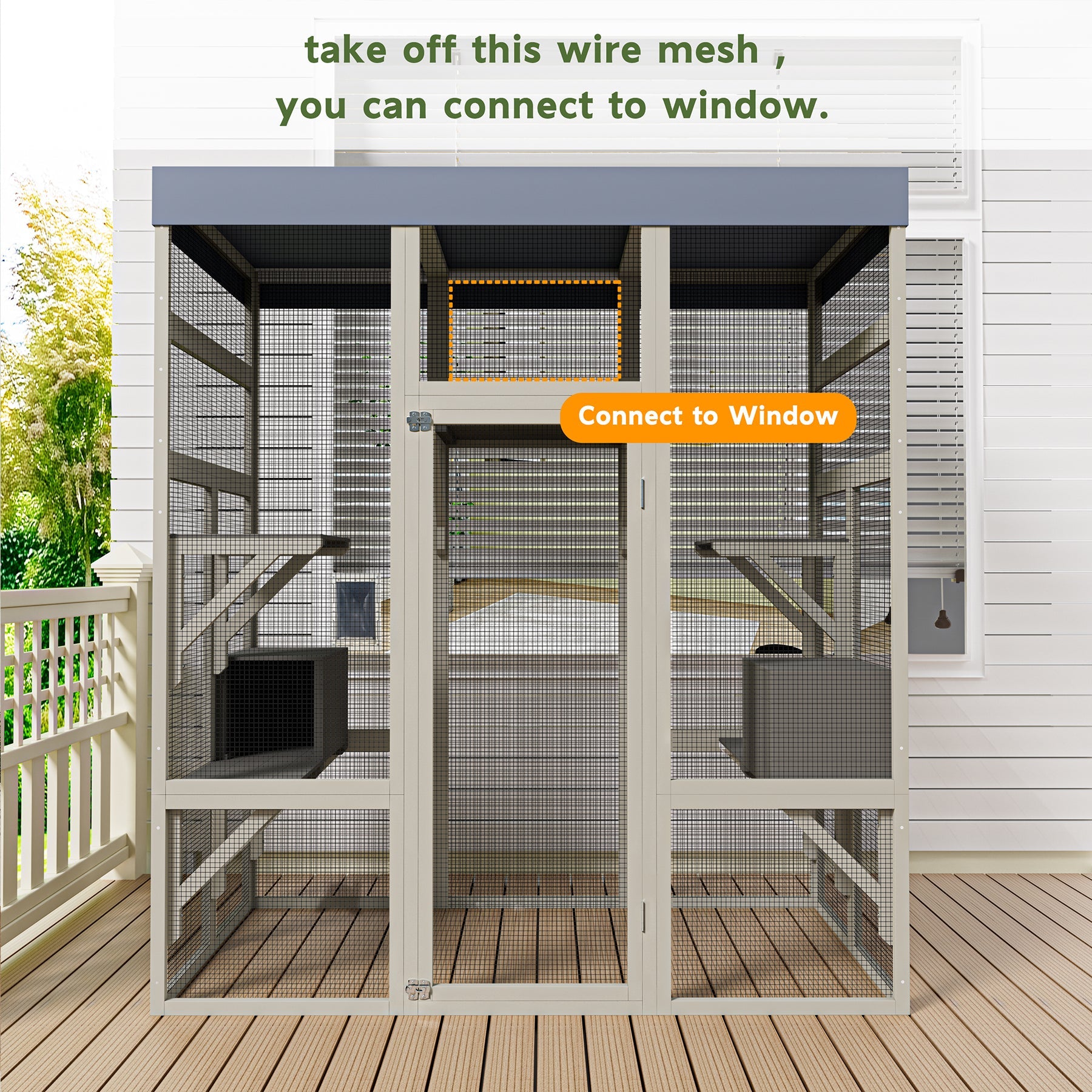 Outdoor large wooden cat cages with waterproof roofs - KiKiUMi