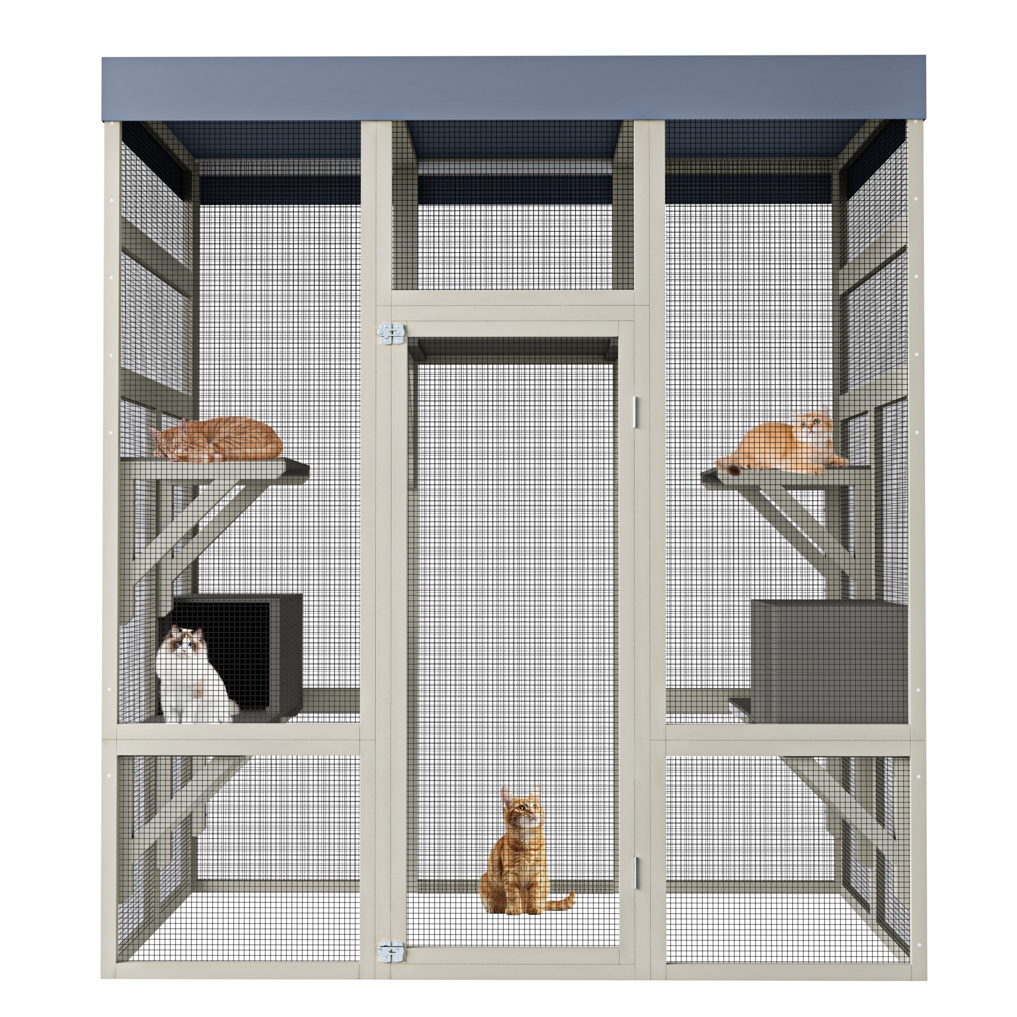 Outdoor large wooden cat cages with waterproof roofs - KiKiUMi