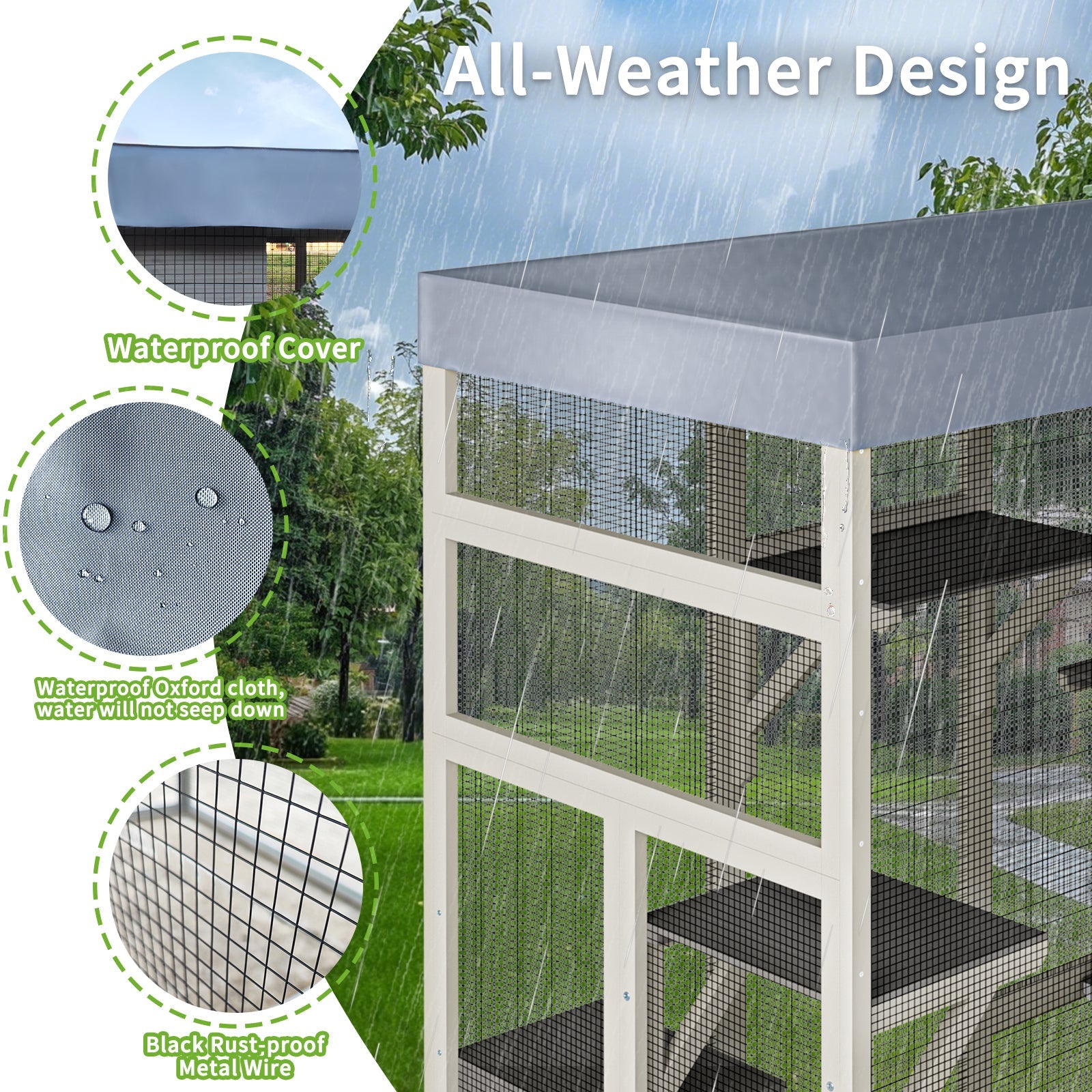 Outdoor large wooden cat cages with waterproof roofs - KiKiUMi