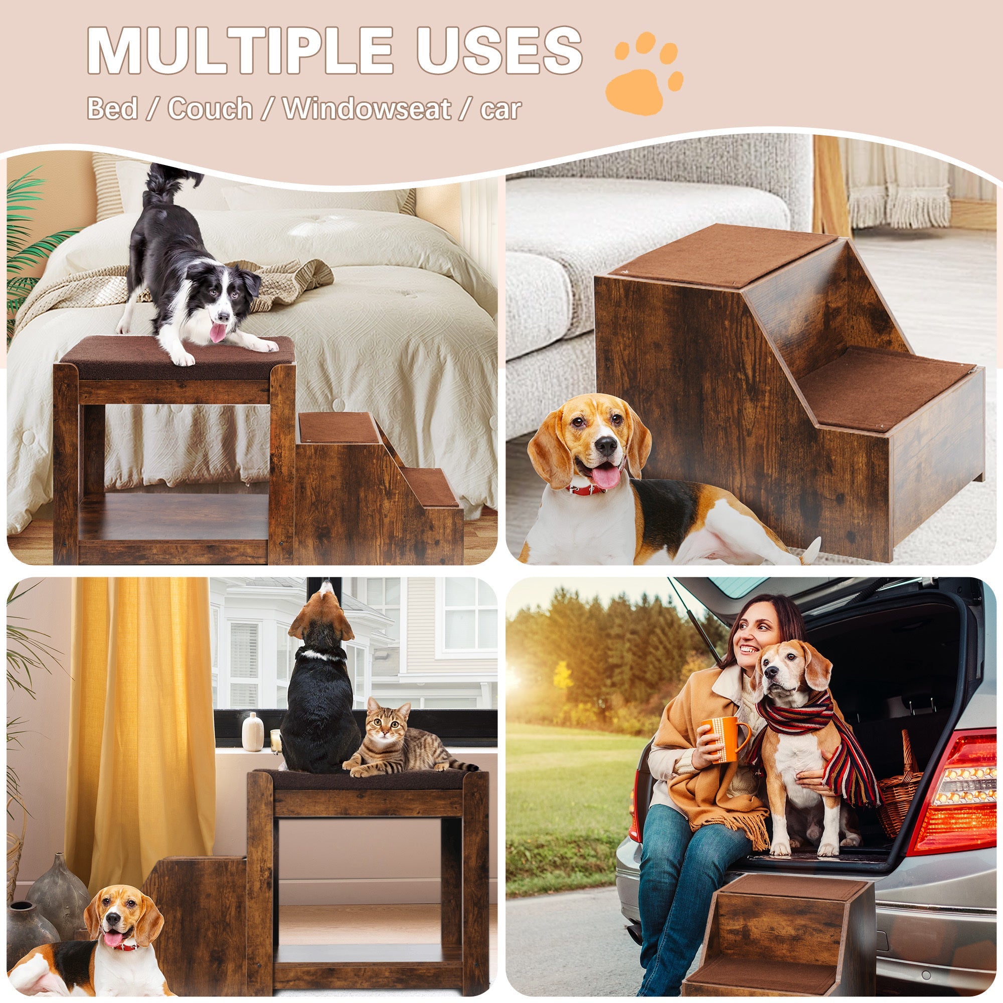 Pet bunk beds, multi - level window seats - KiKiUMi