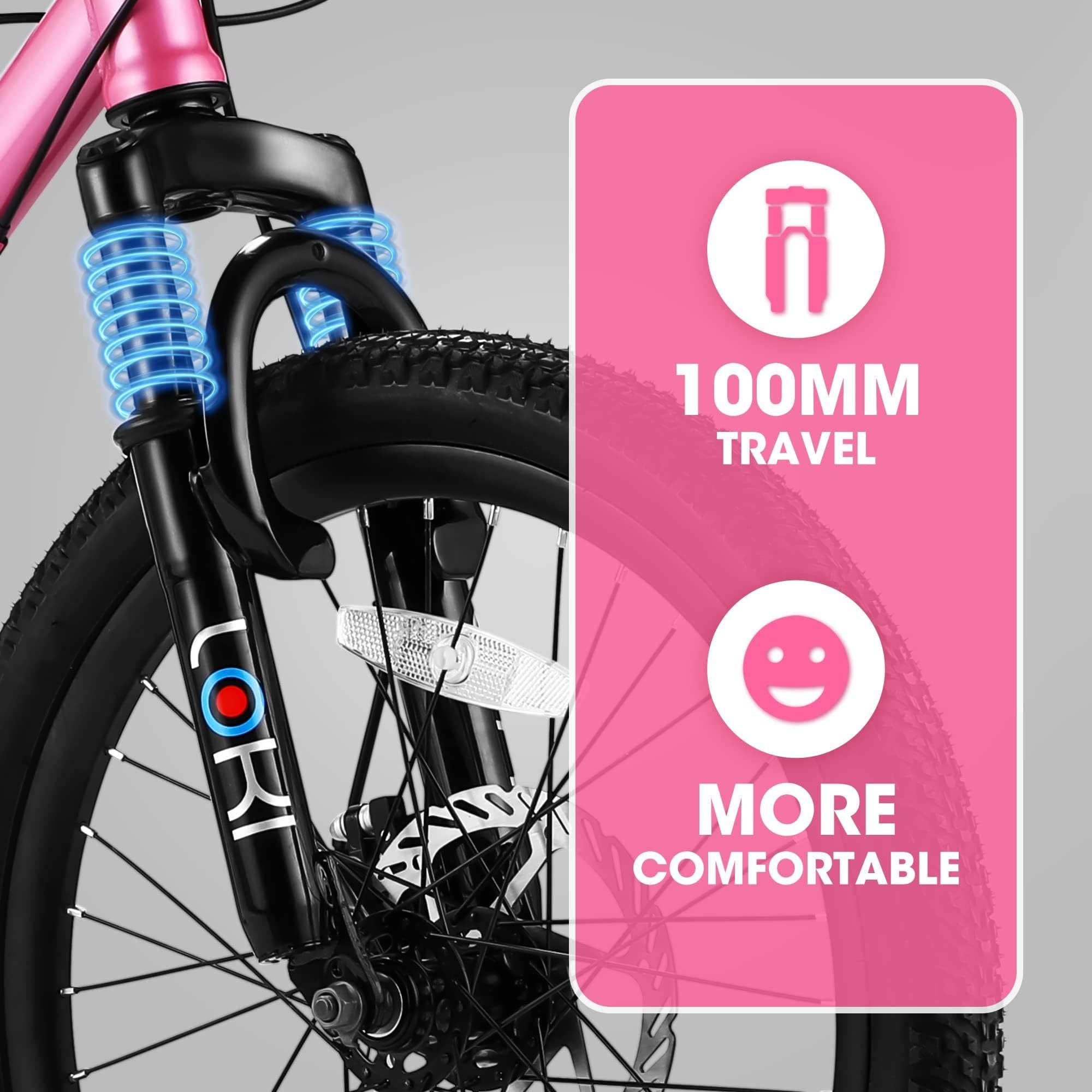 Pink 20 - inch 7 - speed mountain bike for children - KiKiUMi