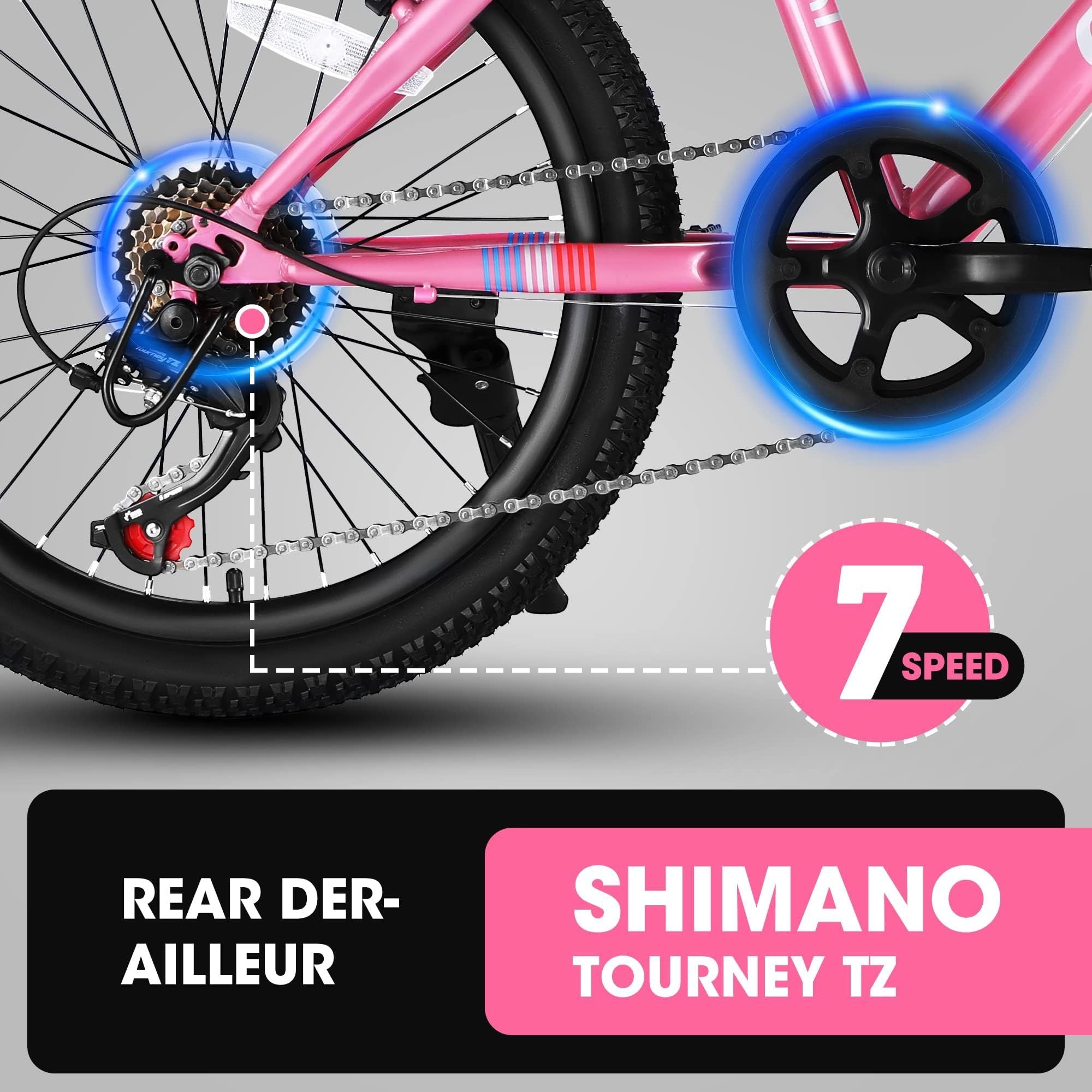 Pink 20 - inch 7 - speed mountain bike for children - KiKiUMi