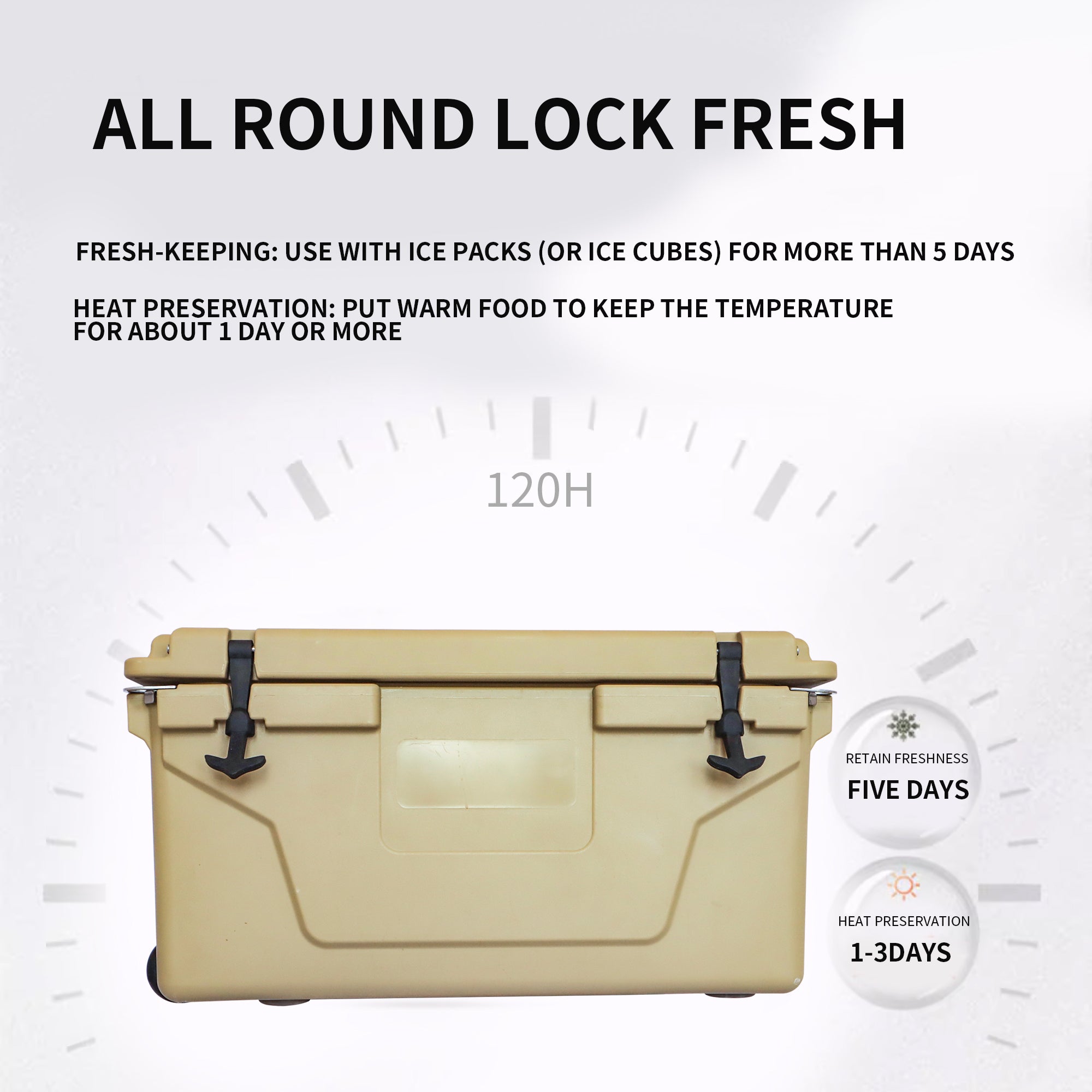 Portable insulated cooler box for outdoor camping, picnic and fishing(khaki) - KiKiUMi
