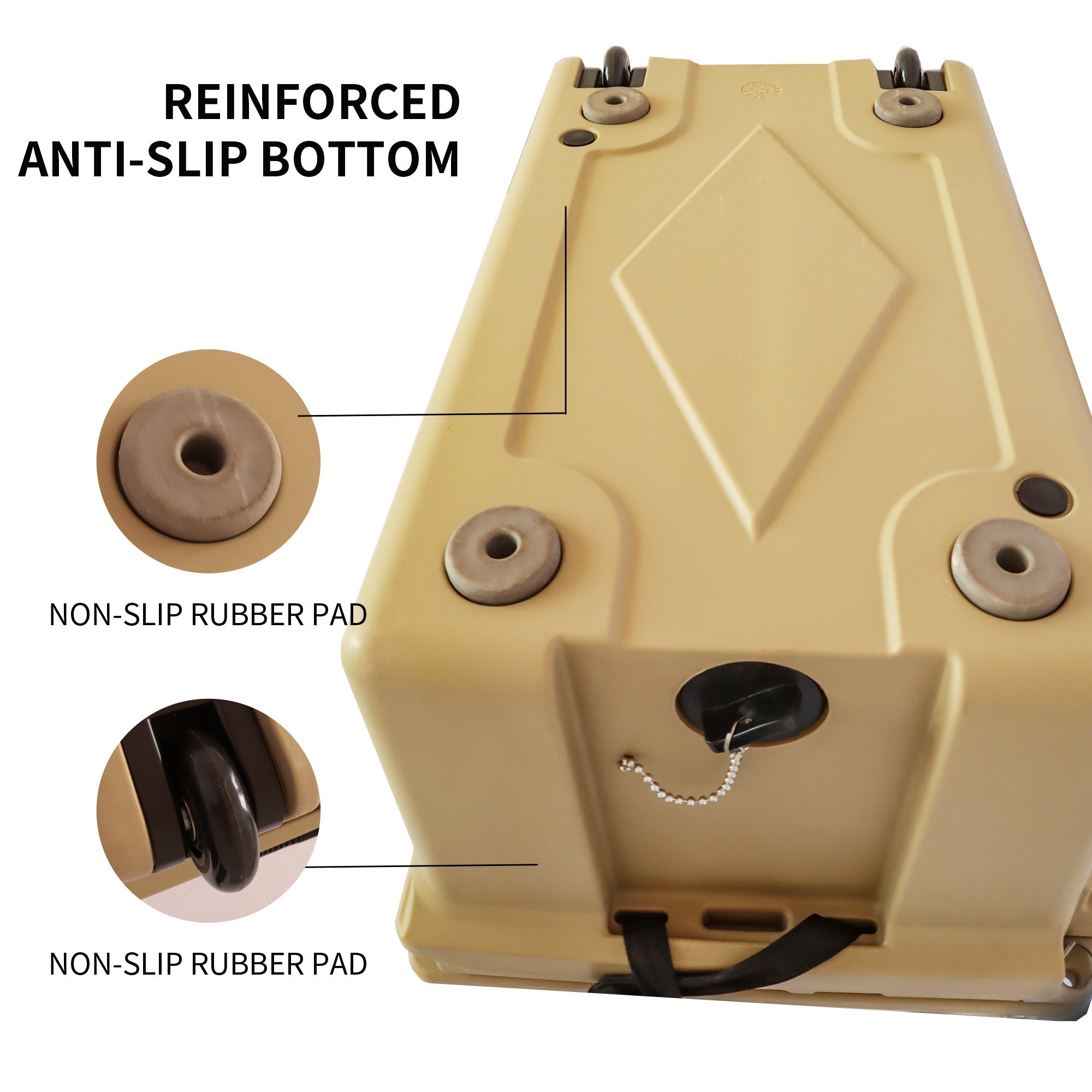 Portable insulated cooler box for outdoor camping, picnic and fishing(khaki) - KiKiUMi