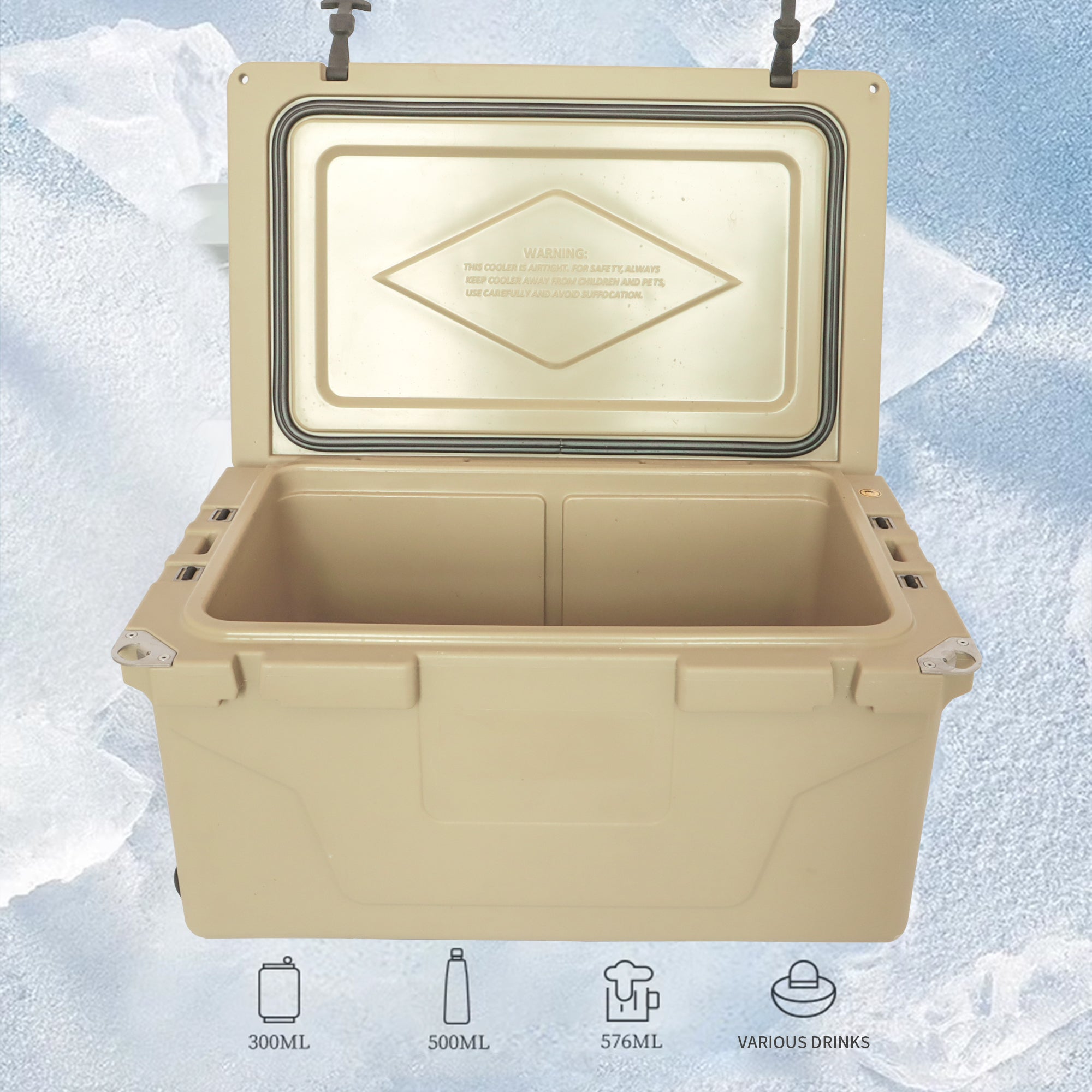 Portable insulated cooler box for outdoor camping, picnic and fishing(khaki) - KiKiUMi