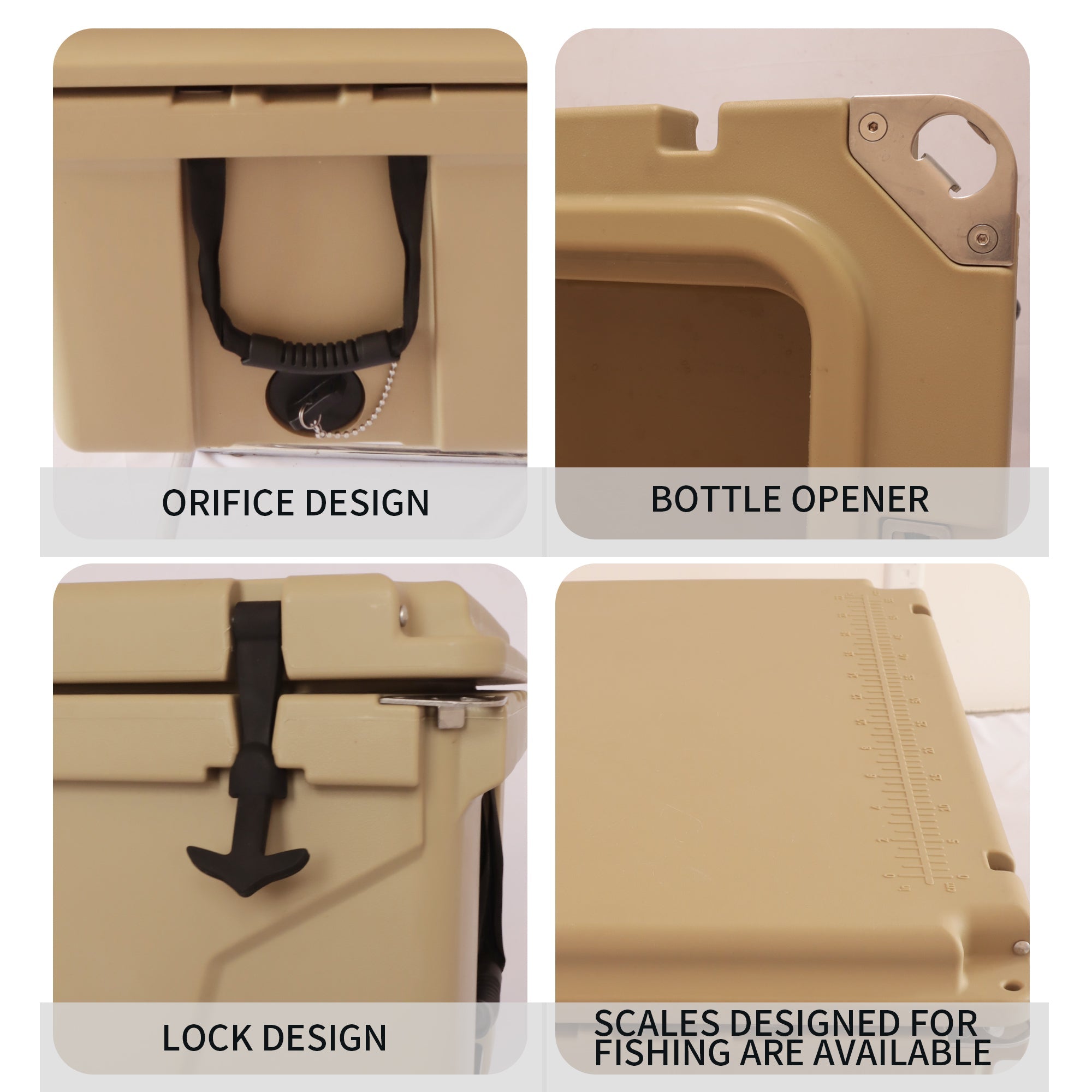 Portable insulated cooler box for outdoor camping, picnic and fishing(khaki) - KiKiUMi