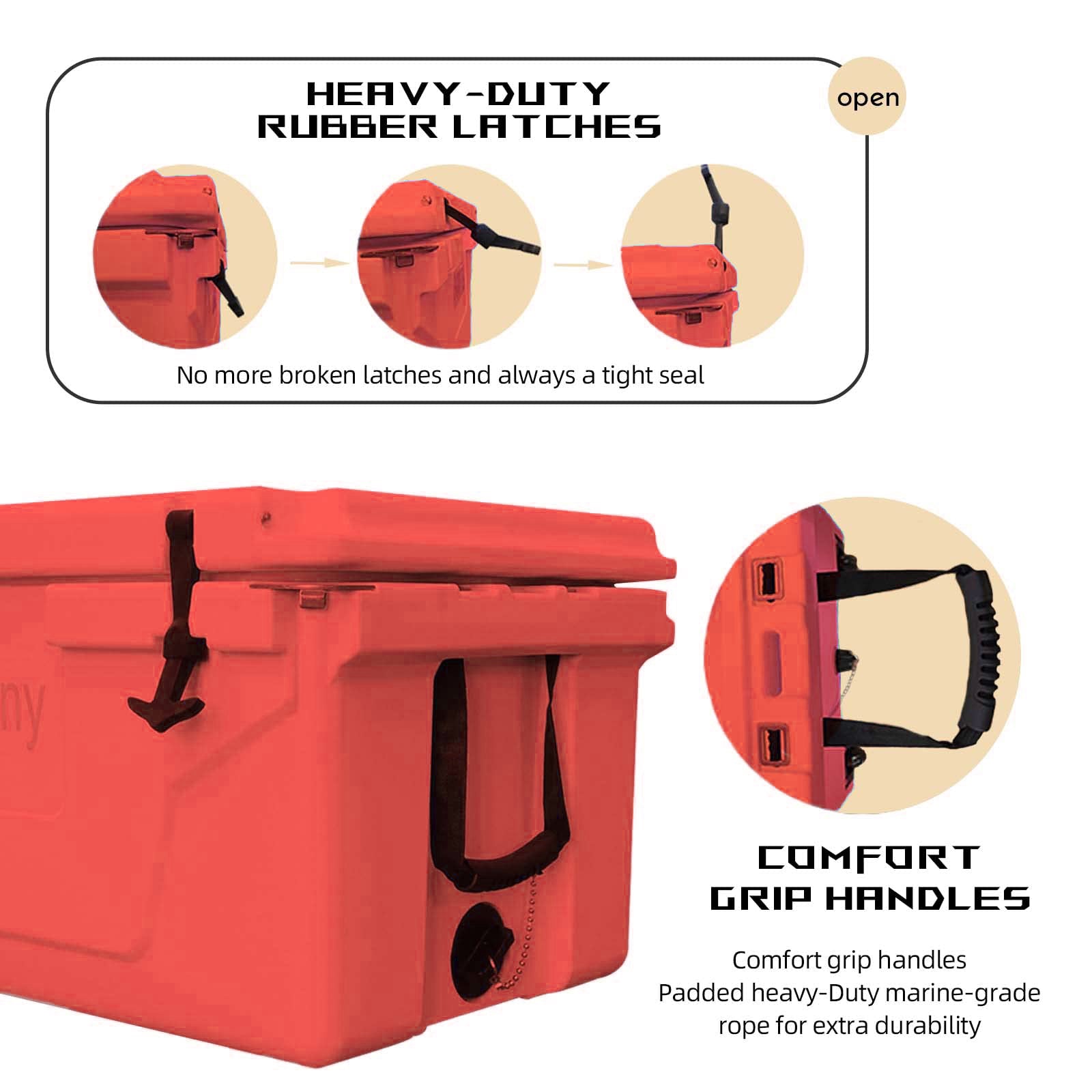 Portable insulated cooler box for outdoor camping, picnic and fishing(red) - KiKiUMi