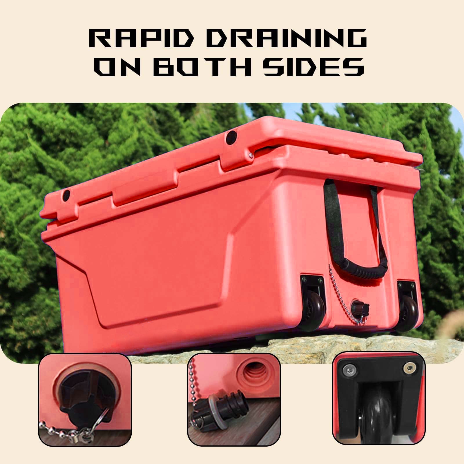 Portable insulated cooler box for outdoor camping, picnic and fishing(red) - KiKiUMi