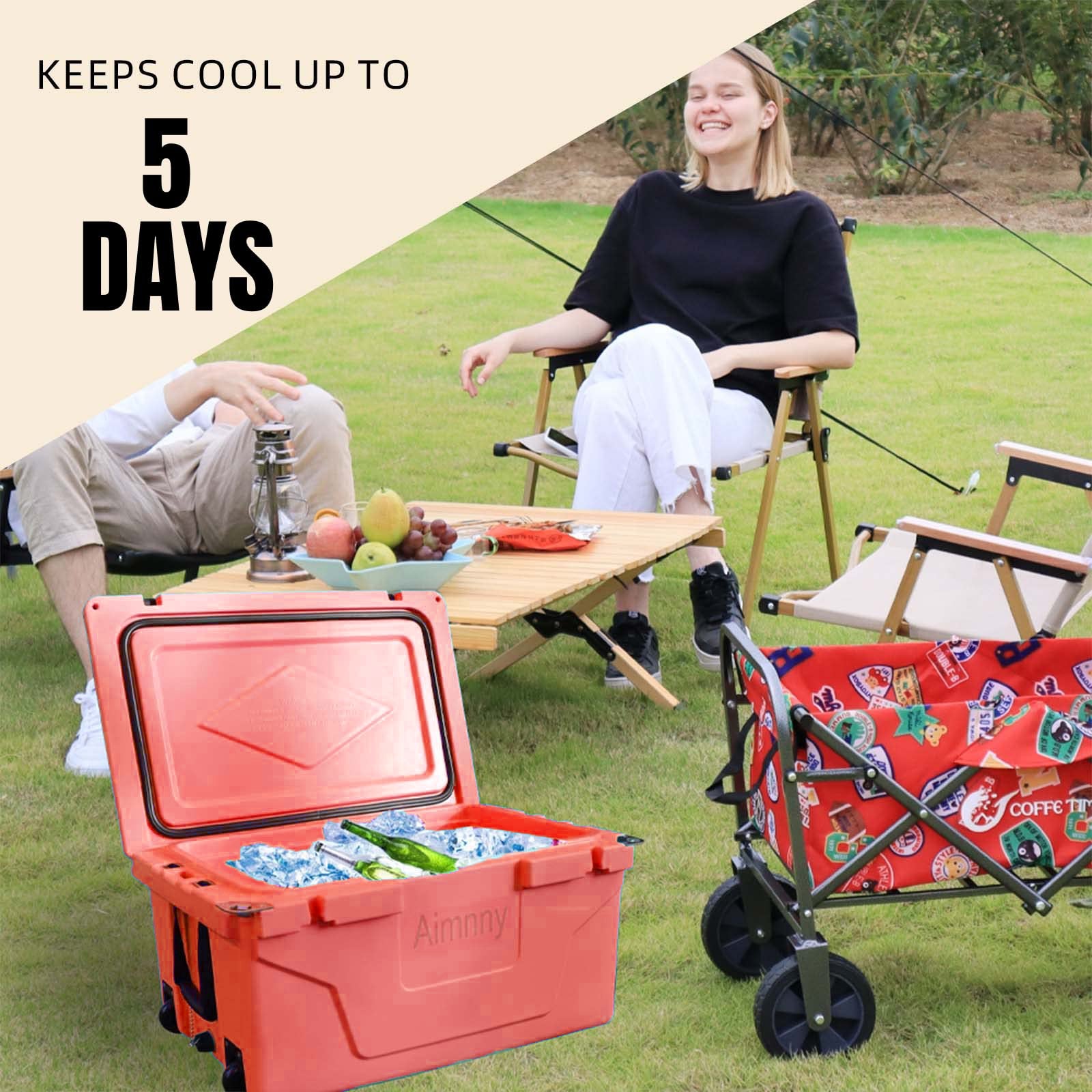 Portable insulated cooler box for outdoor camping, picnic and fishing(red) - KiKiUMi