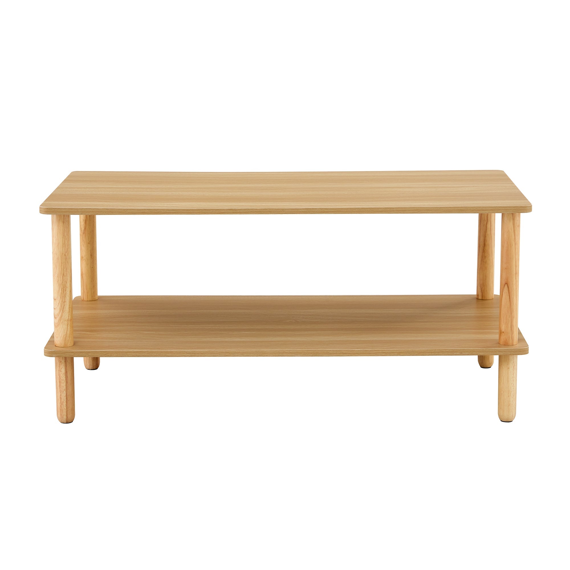 Rectangular modern double-layer storage coffee table(burly wood) - KiKiUMi