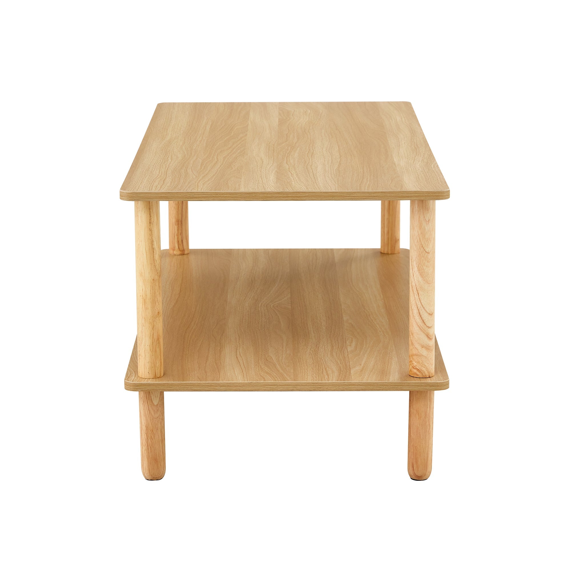 Rectangular modern double-layer storage coffee table(burly wood) - KiKiUMi