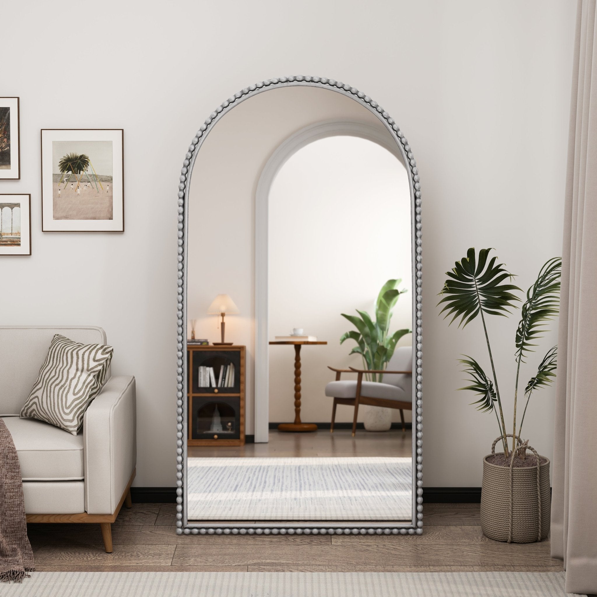 Retro full - length mirror with supporting foot iron arch - KiKiUMi