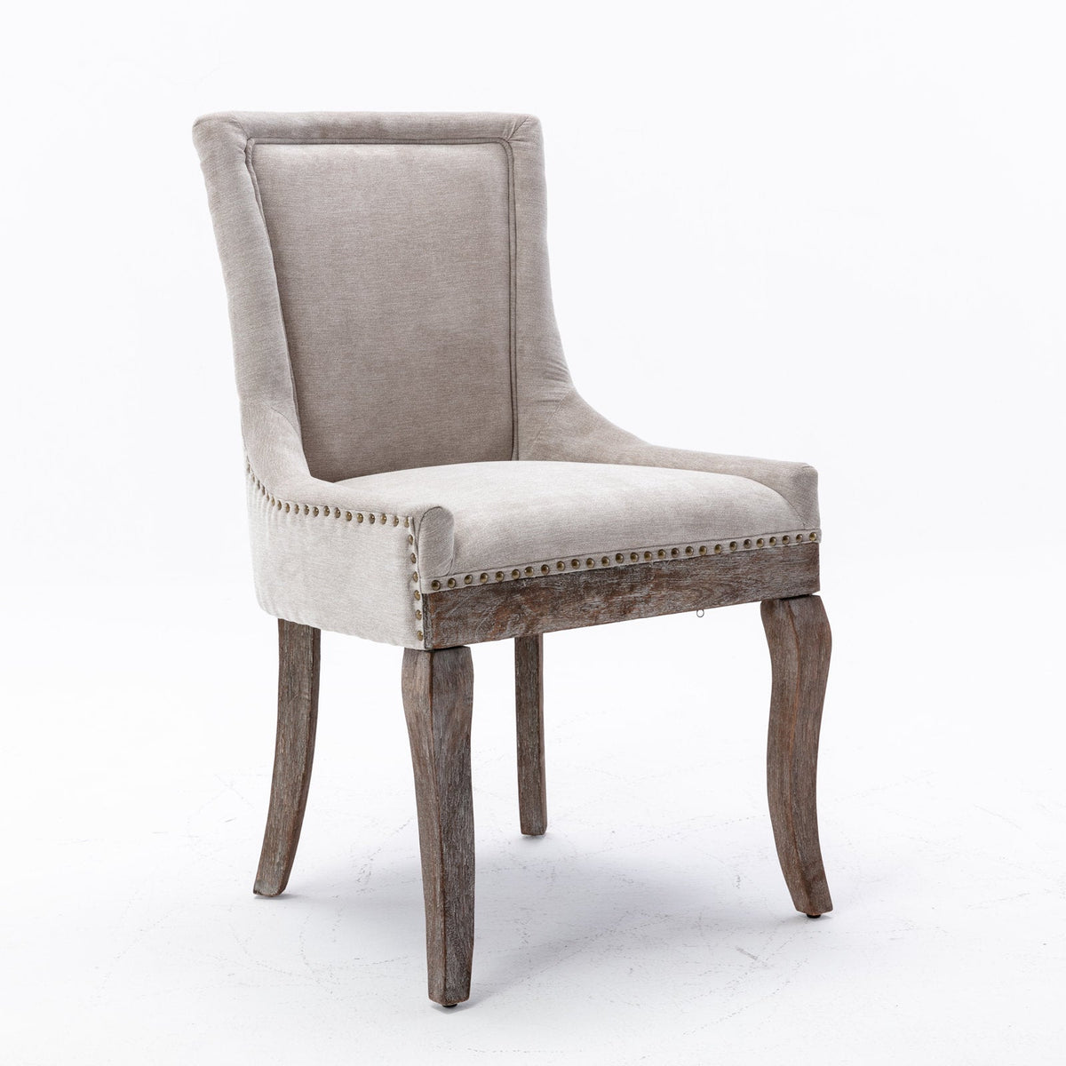 Retro-style thickened fabric light luxury high-back dining chair（beige） - KiKiUMi