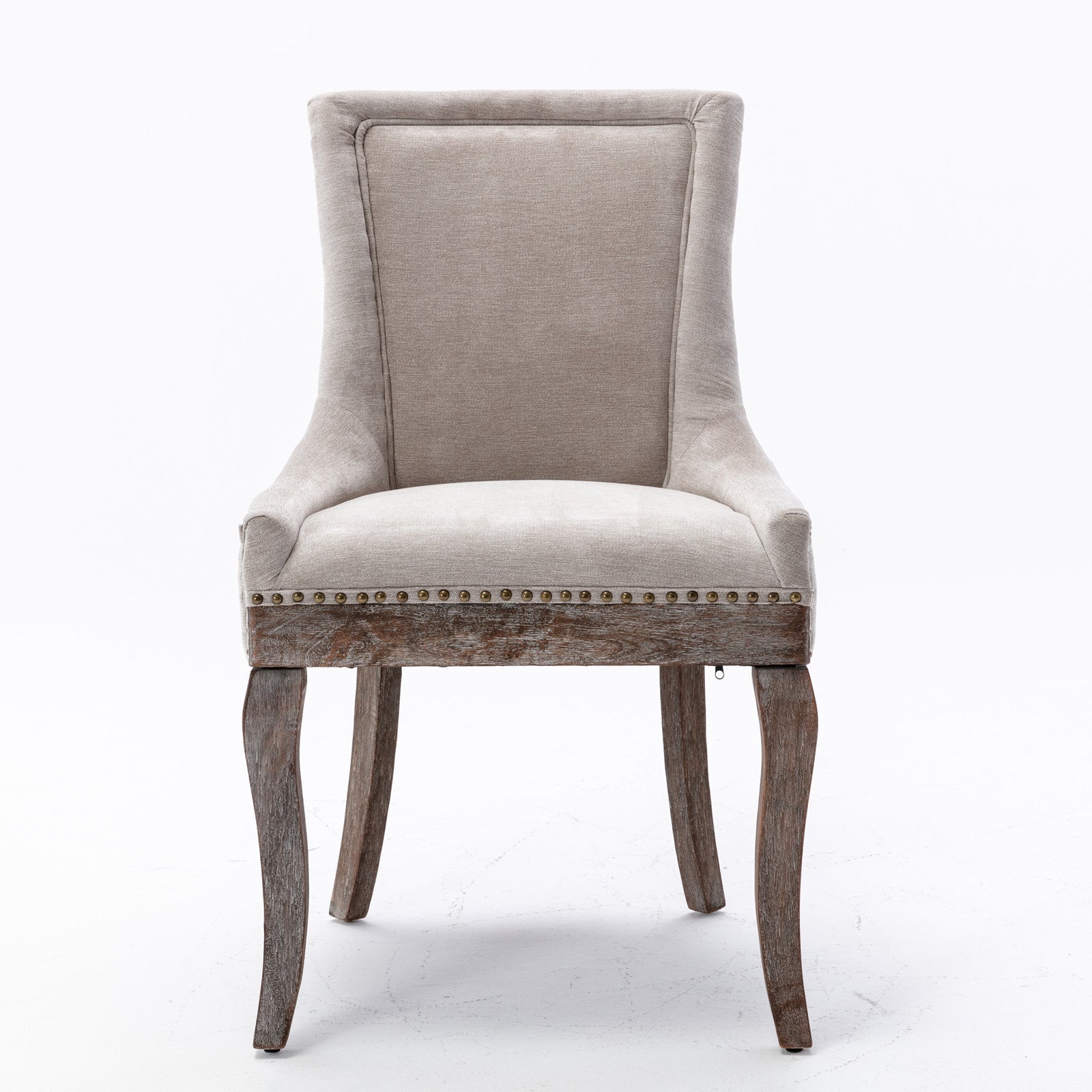 Retro-style thickened fabric light luxury high-back dining chair（beige） - KiKiUMi