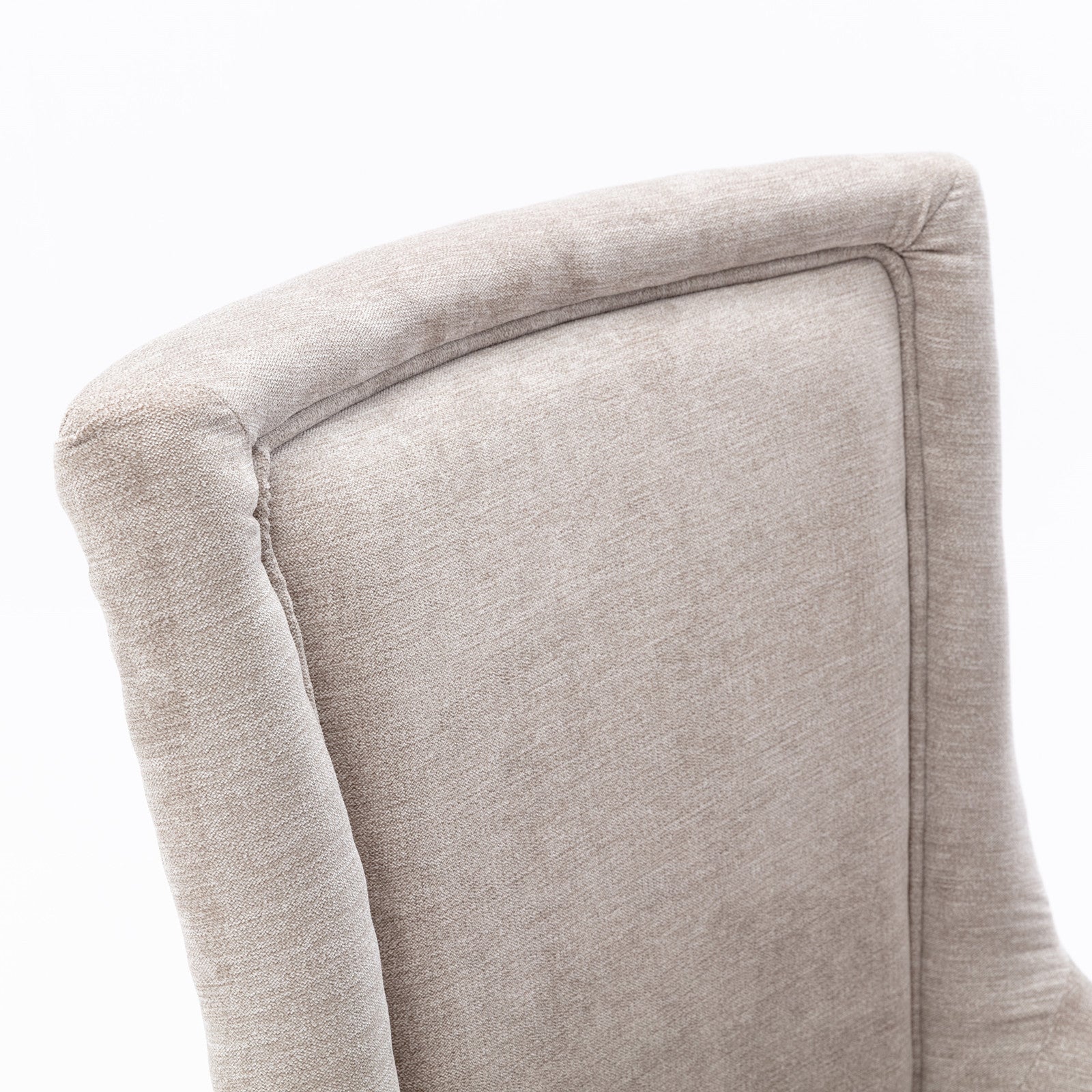 Retro-style thickened fabric light luxury high-back dining chair（beige） - KiKiUMi