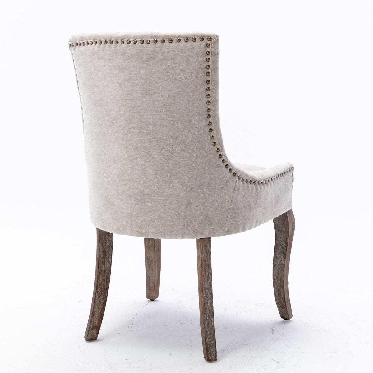 Retro-style thickened fabric light luxury high-back dining chair（beige） - KiKiUMi