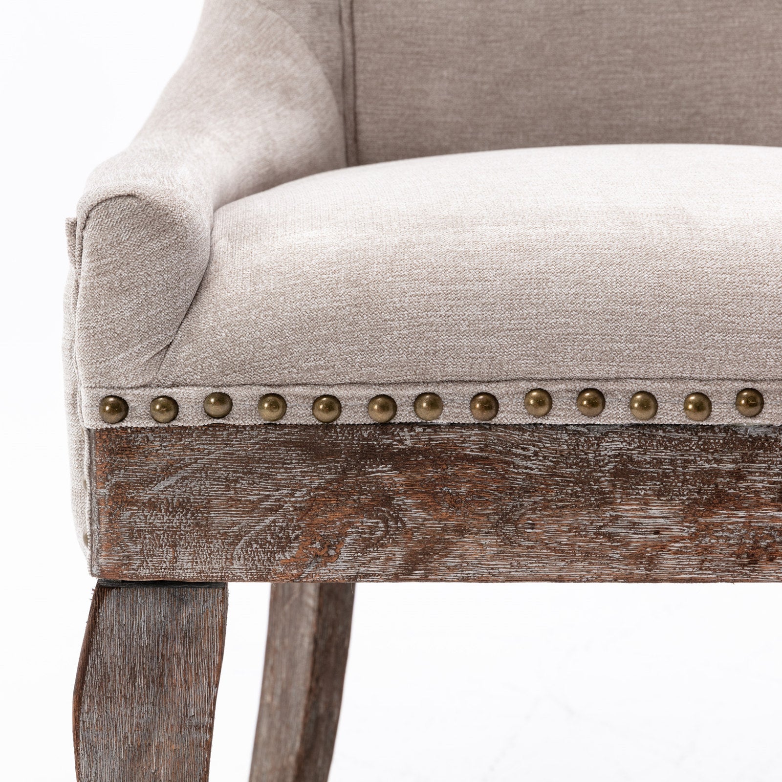 Retro-style thickened fabric light luxury high-back dining chair（beige） - KiKiUMi