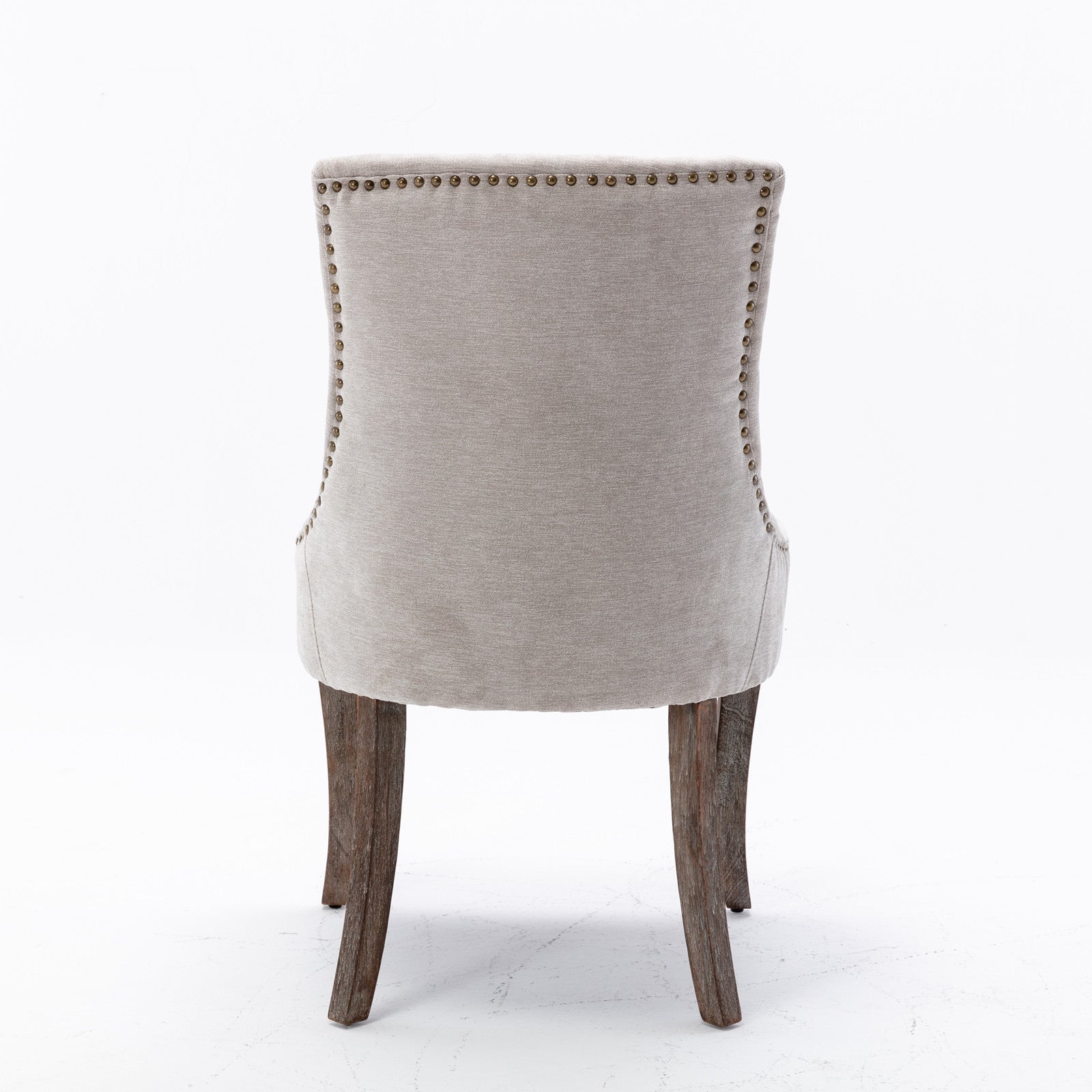 Retro-style thickened fabric light luxury high-back dining chair（beige） - KiKiUMi