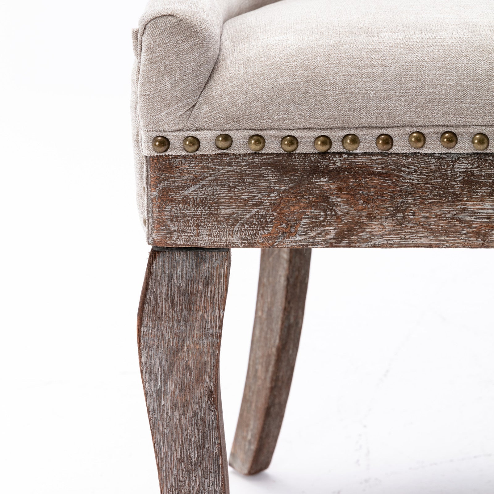 Retro-style thickened fabric light luxury high-back dining chair（beige） - KiKiUMi