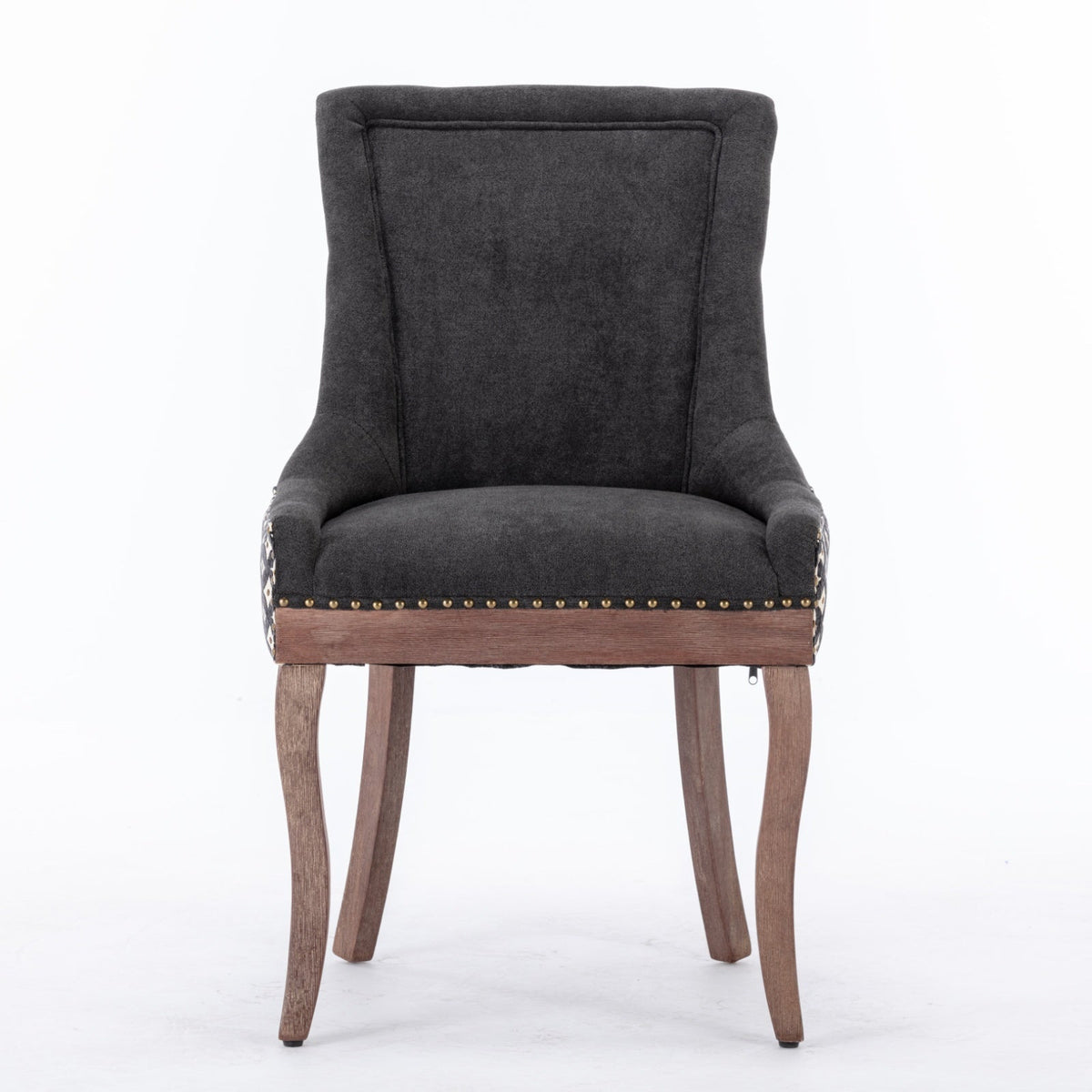 Retro-style thickened fabric light luxury high-back dining chair（black） - KiKiUMi