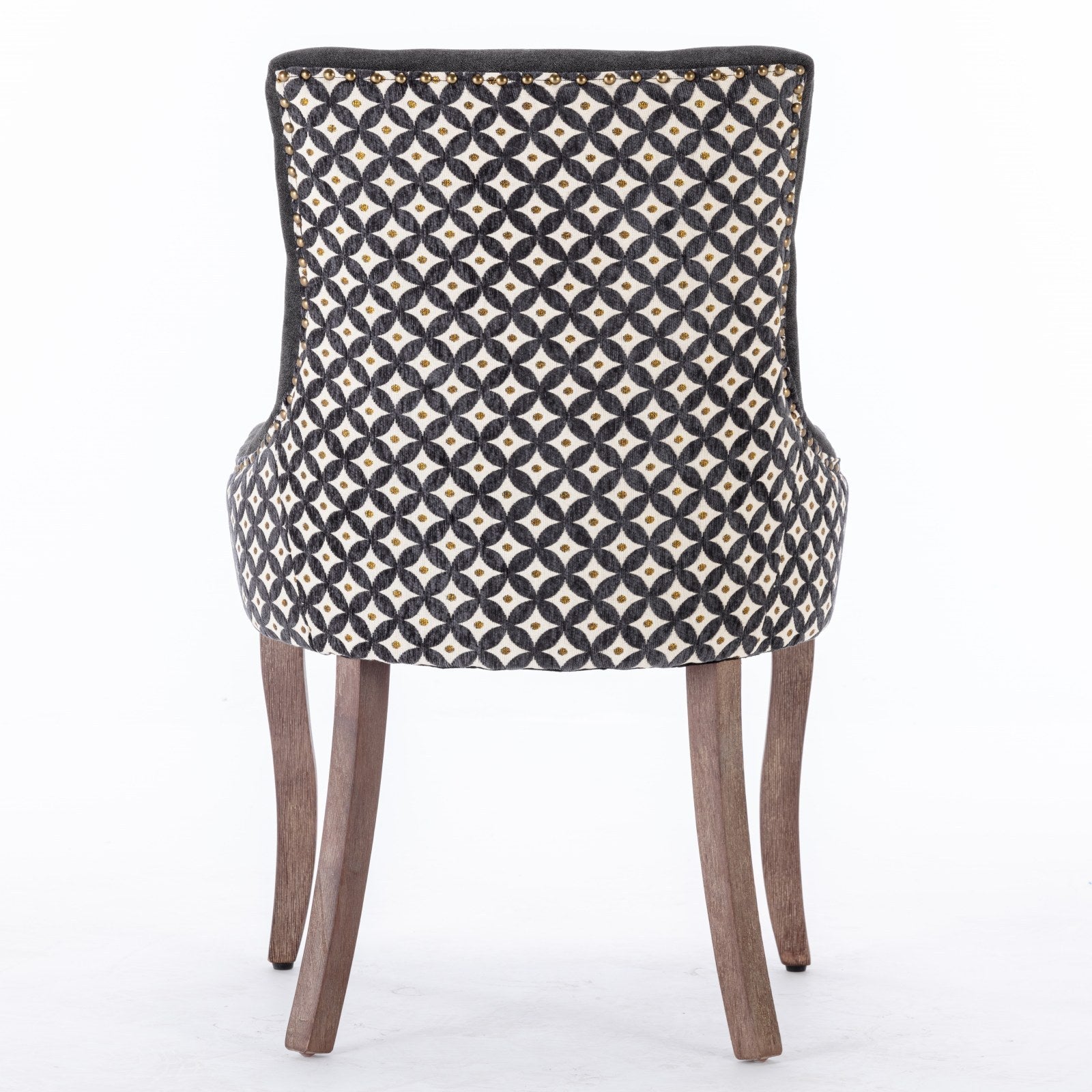 Retro-style thickened fabric light luxury high-back dining chair（black） - KiKiUMi
