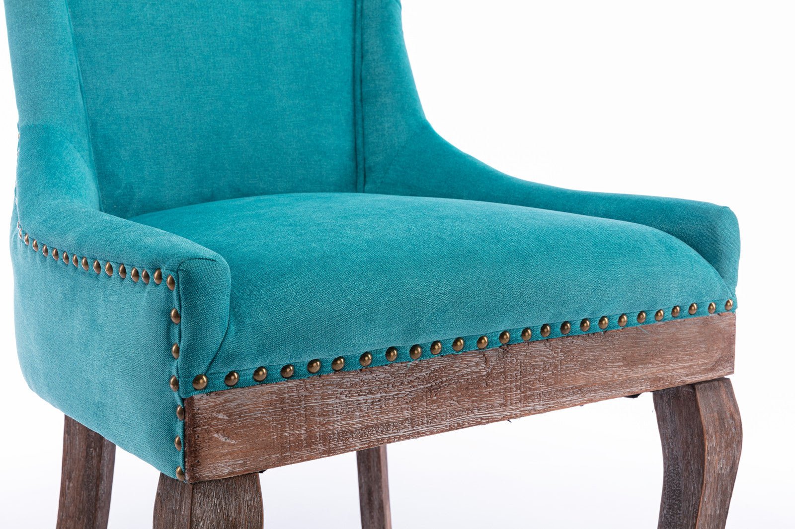 Retro-style thickened fabric light luxury high-back dining chair（blue） - KiKiUMi
