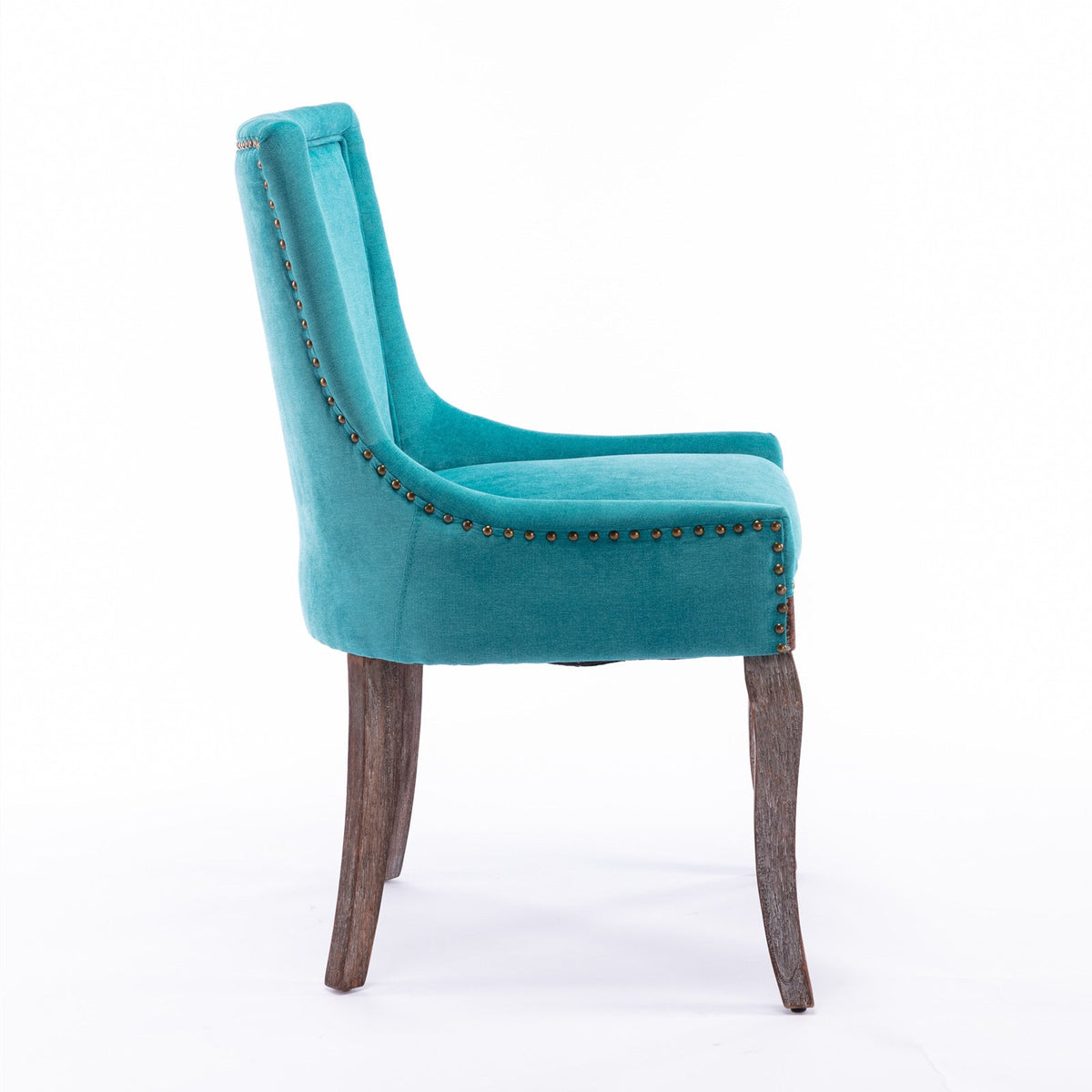Retro-style thickened fabric light luxury high-back dining chair（blue） - KiKiUMi