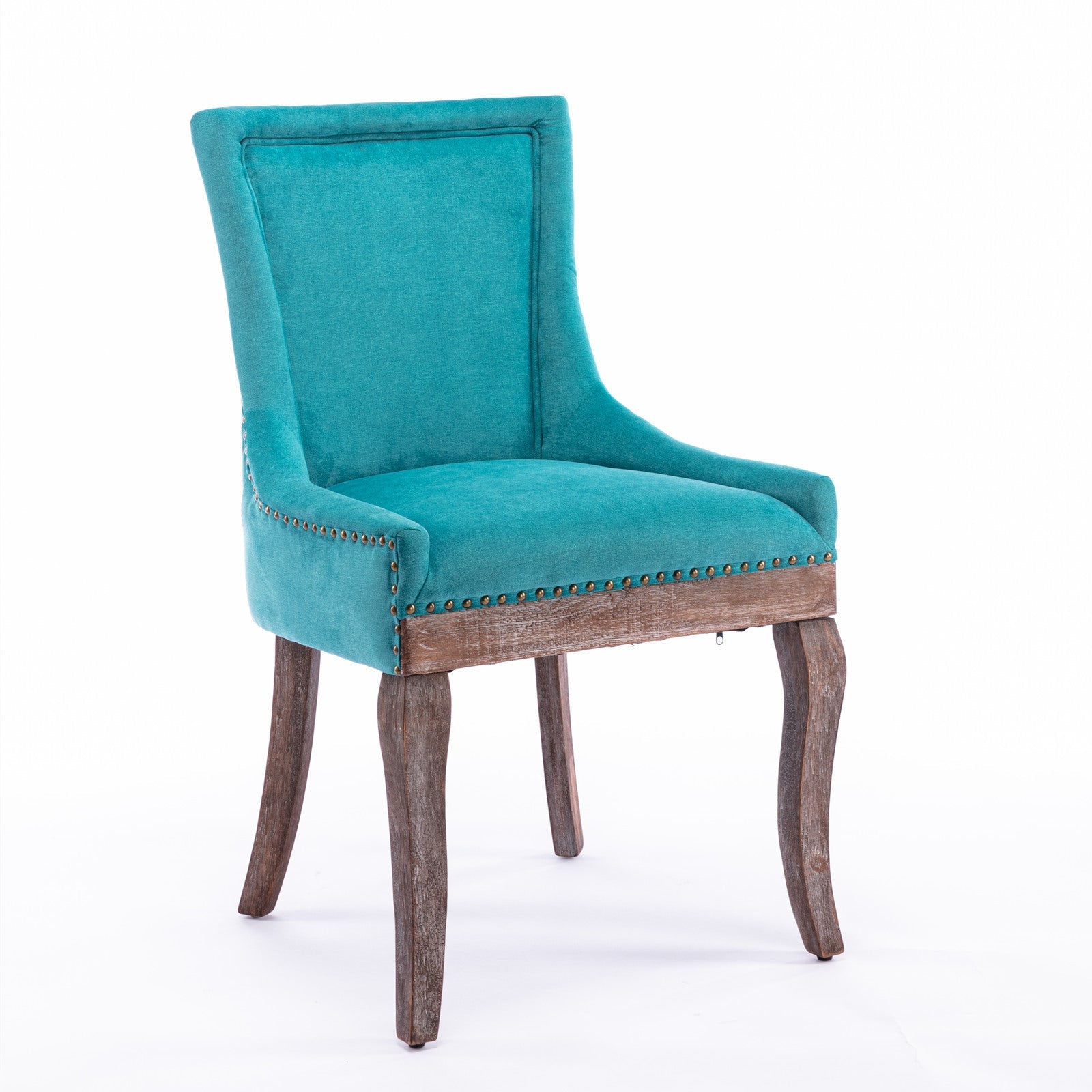 Retro-style thickened fabric light luxury high-back dining chair（blue） - KiKiUMi