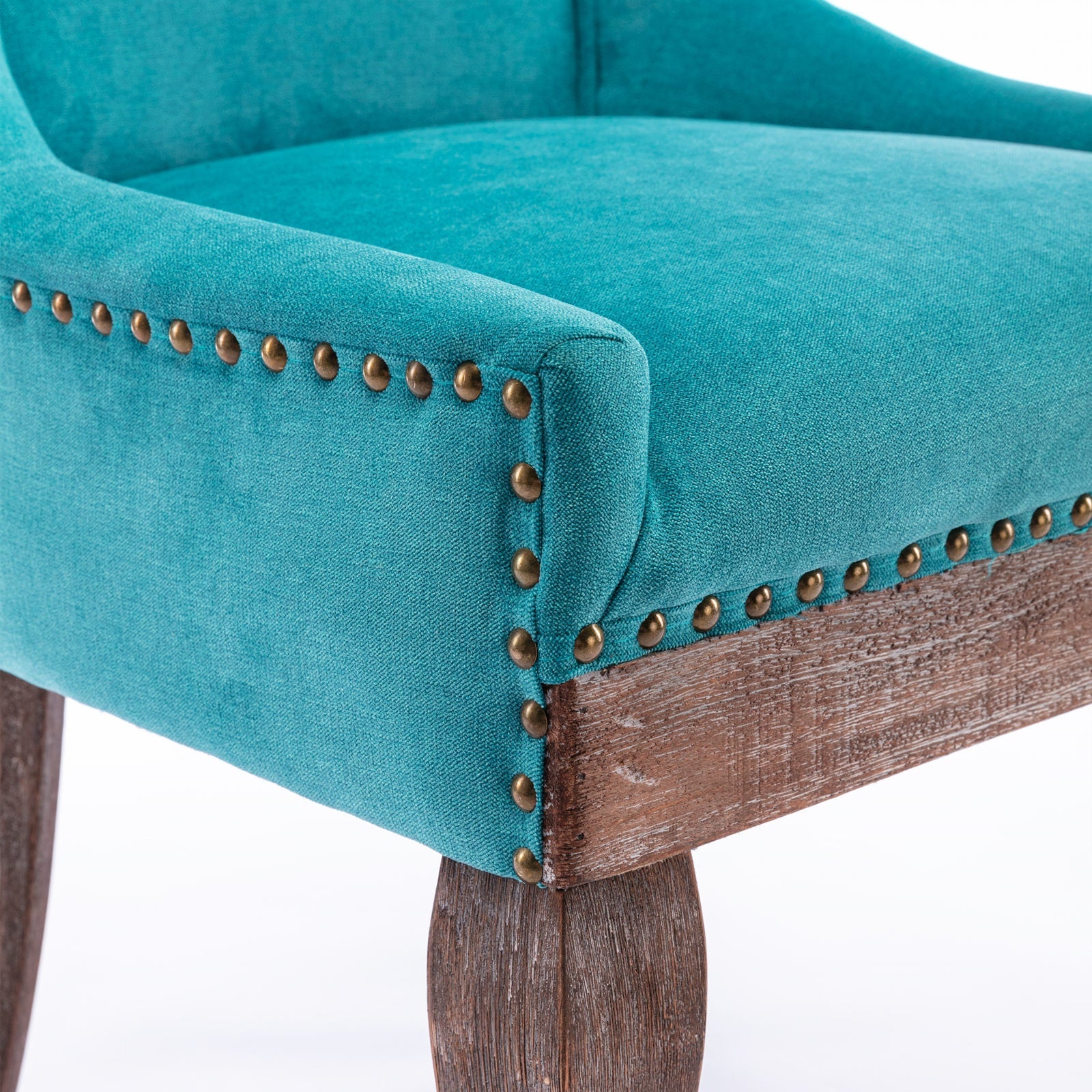 Retro-style thickened fabric light luxury high-back dining chair（blue） - KiKiUMi