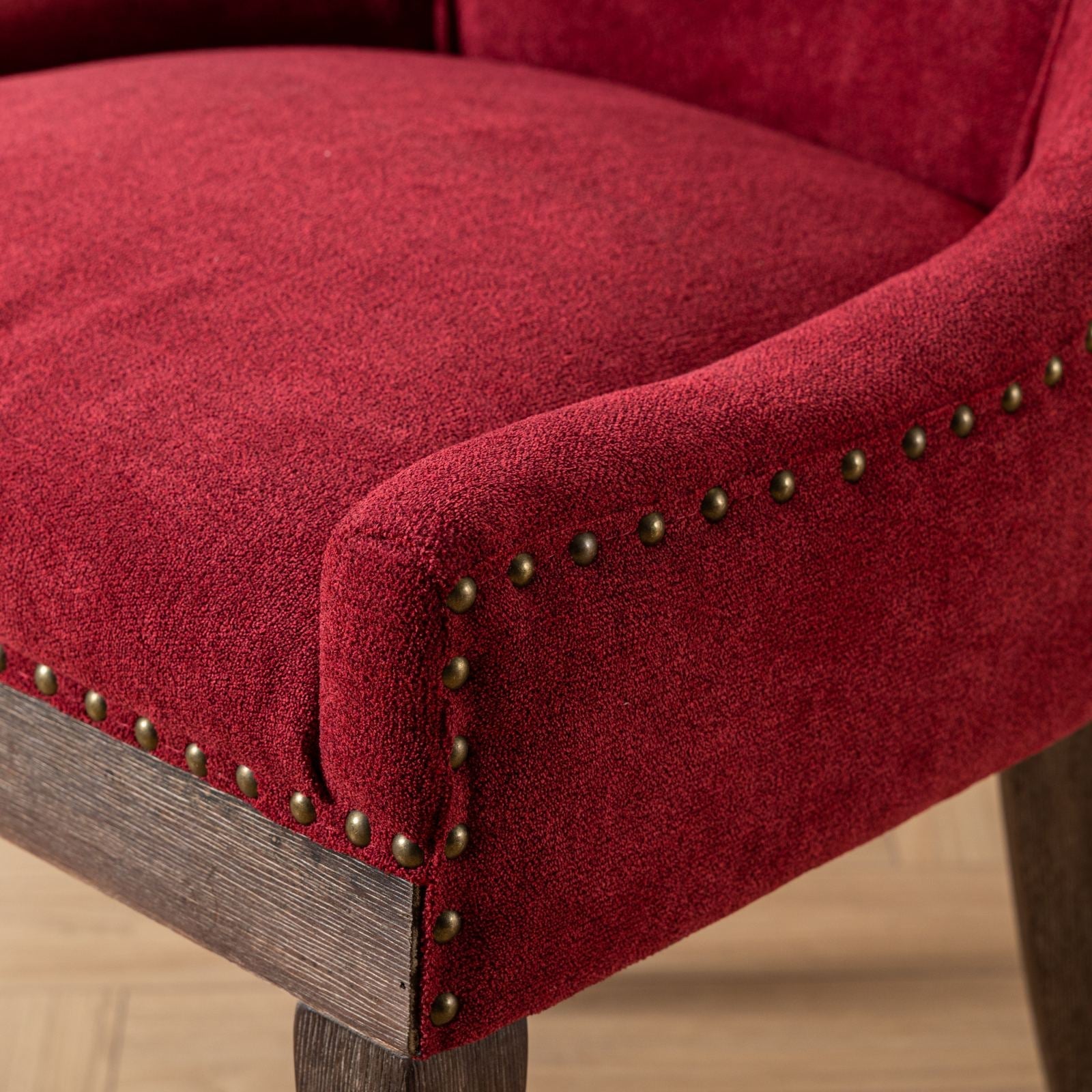 Retro-style thickened fabric light luxury high-back dining chair（burgundy） - KiKiUMi