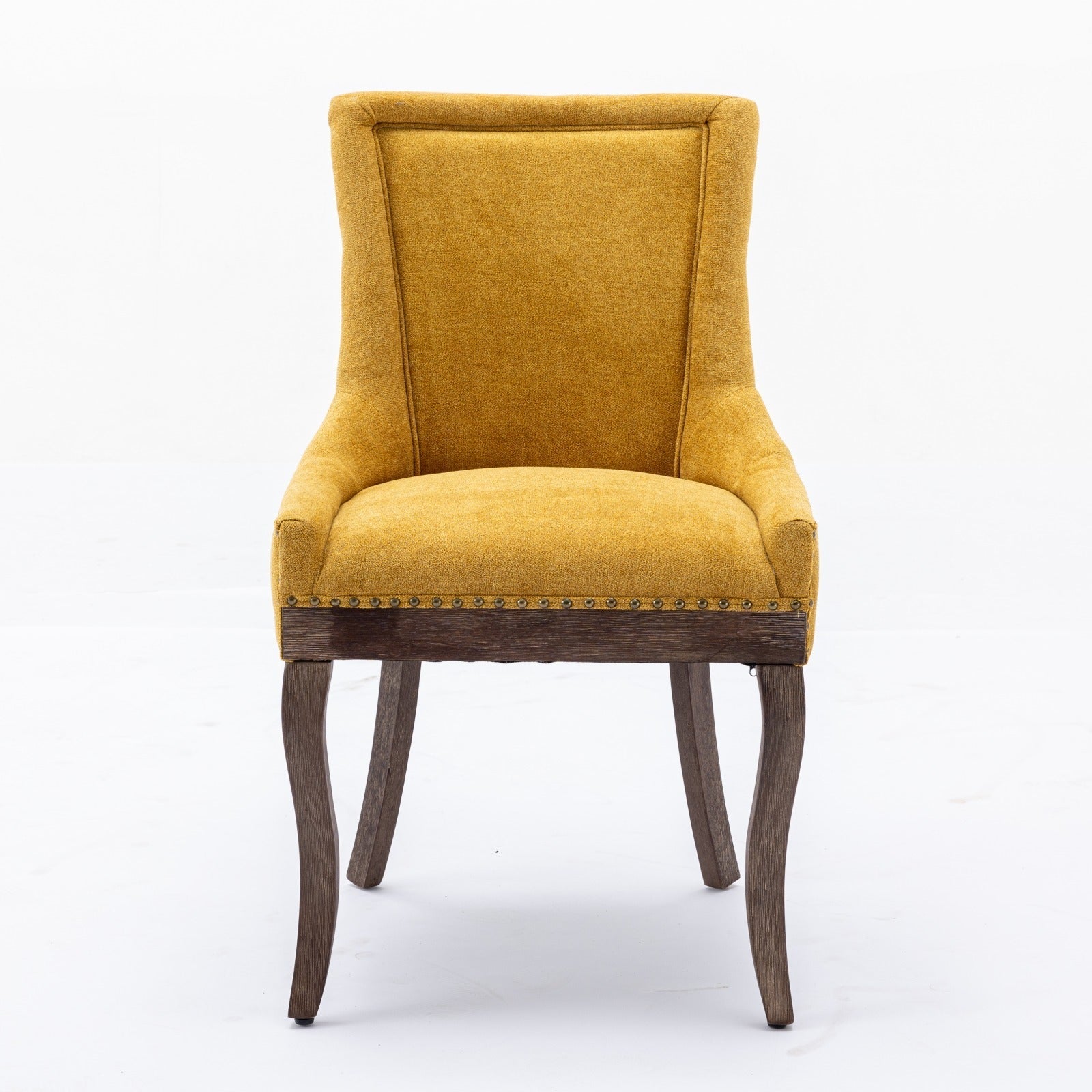 Retro-style thickened fabric light luxury high-back dining chair（golden） - KiKiUMi