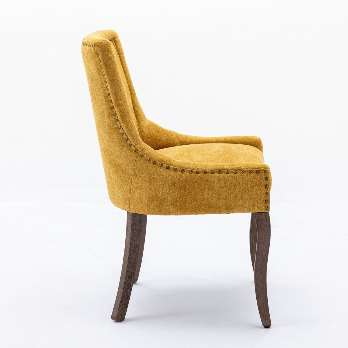 Retro-style thickened fabric light luxury high-back dining chair（golden） - KiKiUMi