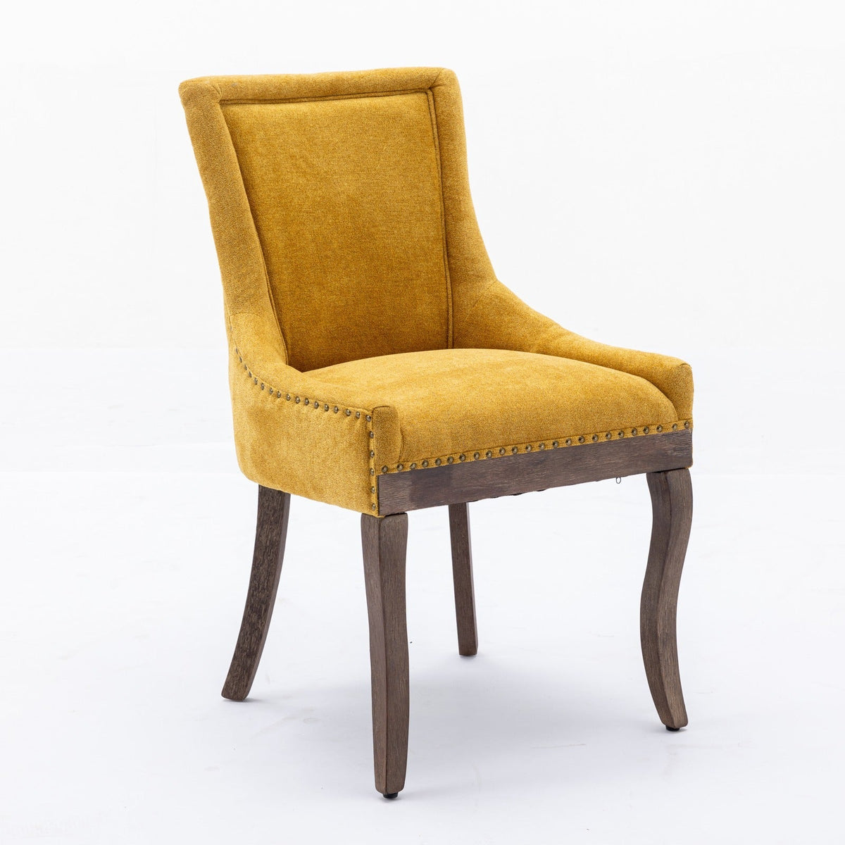 Retro-style thickened fabric light luxury high-back dining chair（golden） - KiKiUMi