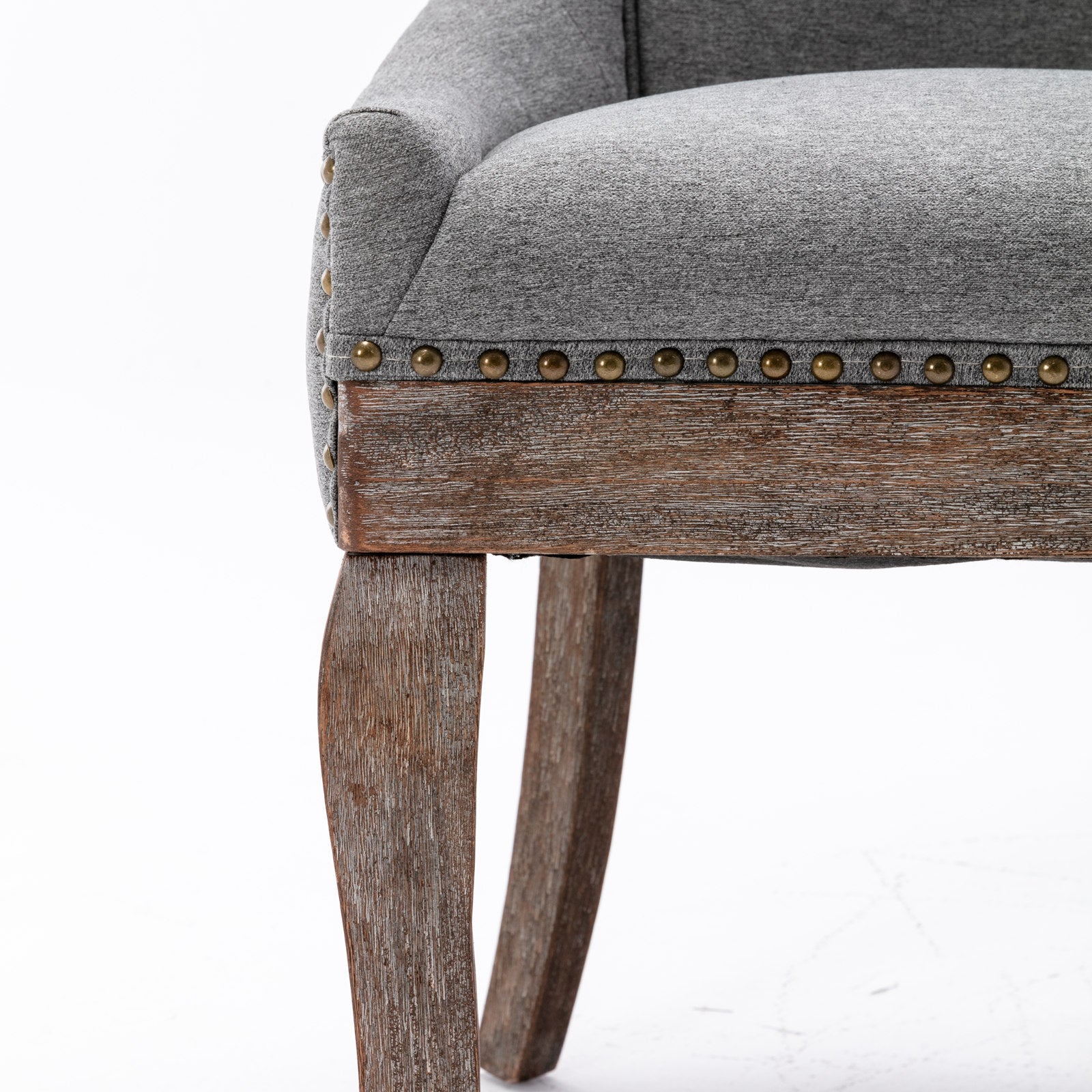 Retro-style thickened fabric light luxury high-back dining chair（gray） - KiKiUMi