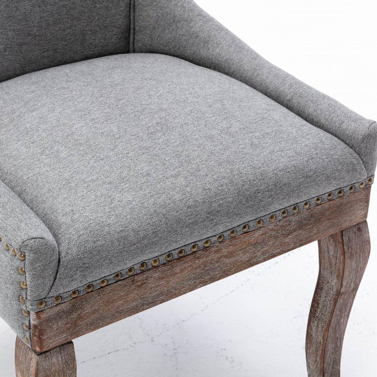Retro-style thickened fabric light luxury high-back dining chair（gray） - KiKiUMi
