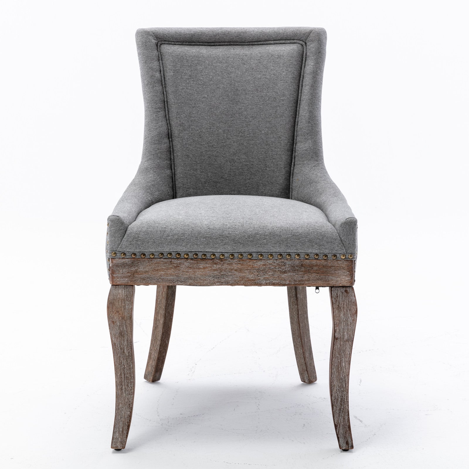 Retro-style thickened fabric light luxury high-back dining chair（gray） - KiKiUMi